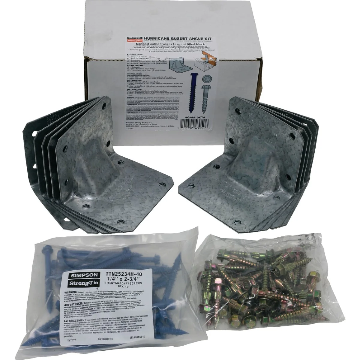 High-Performance Simpson Strong Tie Gusset Angle Hurricane Tie Kit for Masonry with Titan Screws 10-Piece Fine