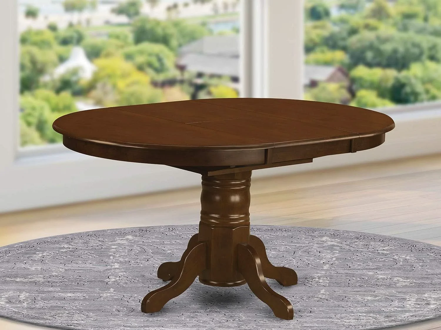 Oval Solid Wood Dining Table With Butterfly Leaf Espresso High-Performance