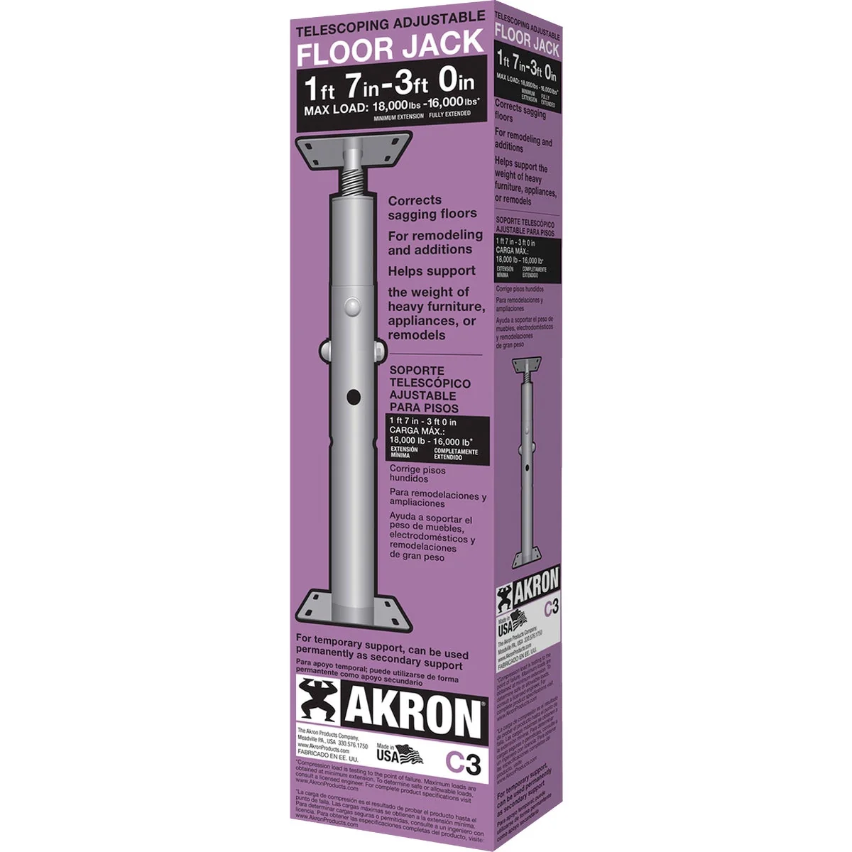 World-Class Akron Floor Jack 1 Ft. 7 In. to 3 Ft. 0 In. 16 000 Lb. Capacity Steel Floor Jack Exclusive