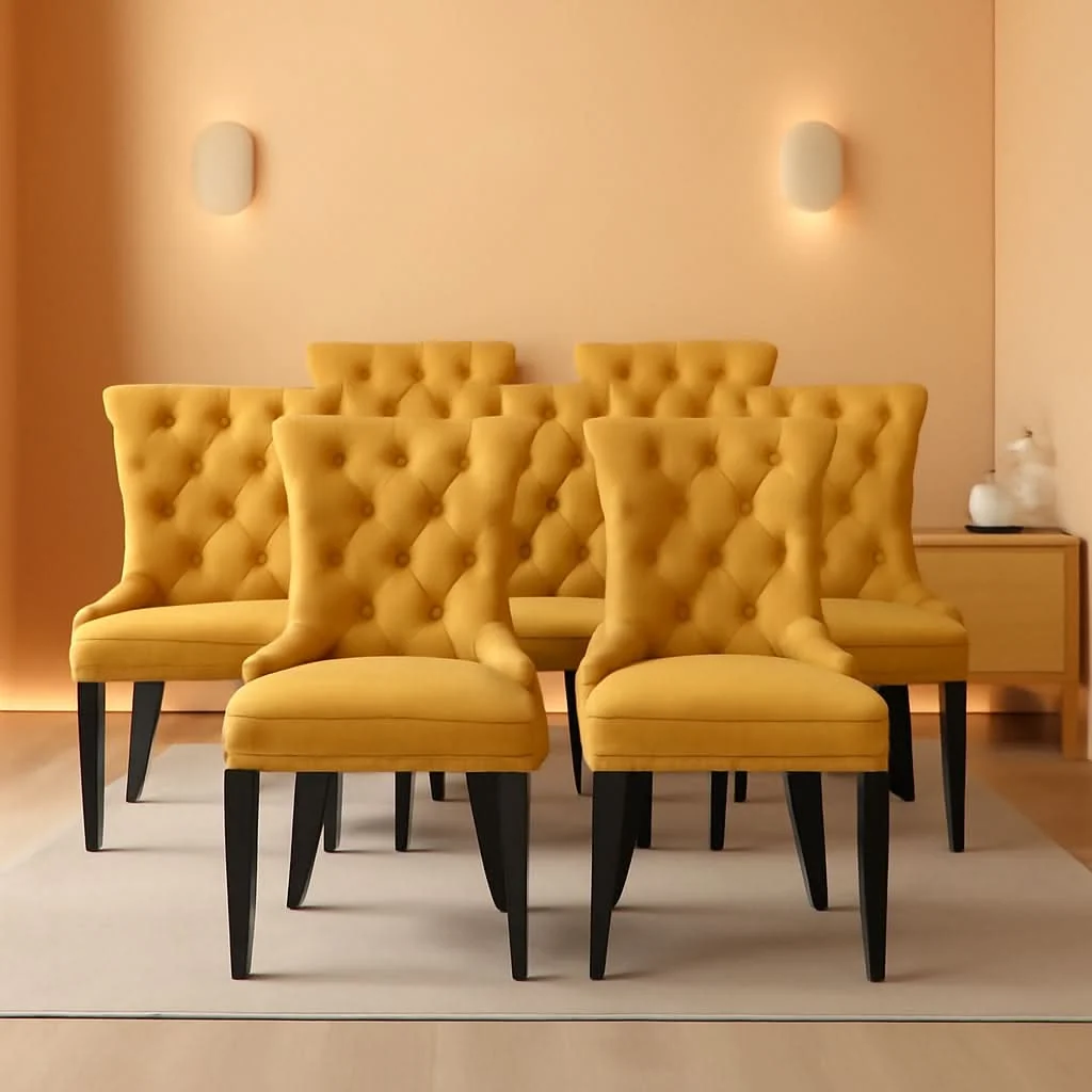 Trusted Gold Velvet Tufted Dining Chairs With Ring Pull Trim Secure