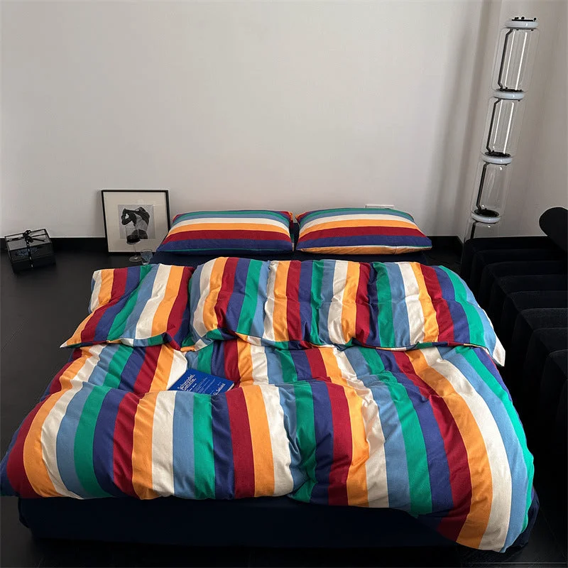 Natural Rainbow Radiance Stripe Bedding Contemporary