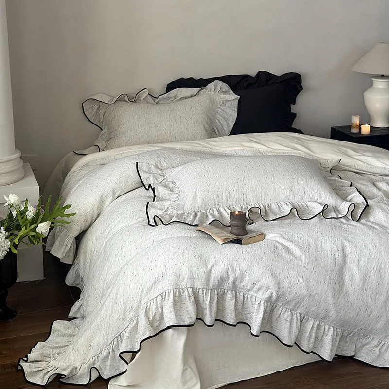 Genuine Sandy Scalloped Ruffle Bedding Set Detailed