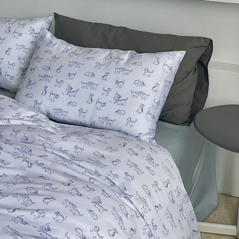 Soft Lazy Kitty Bedding Set Detailed