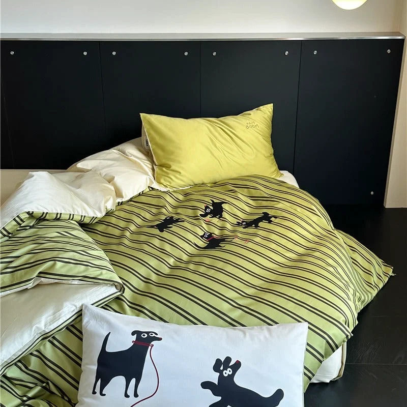 Specialty Puppy Green Striped Bedding Set High-Quality