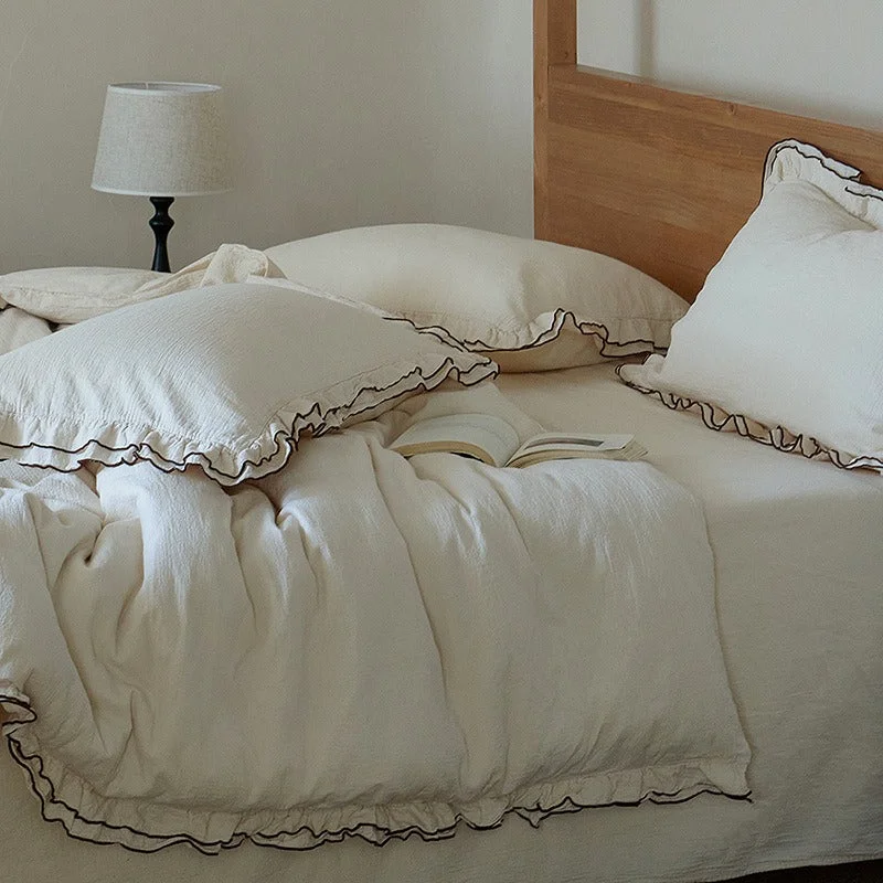 High-End Double Ruffle Bedding Set Eco-Friendly