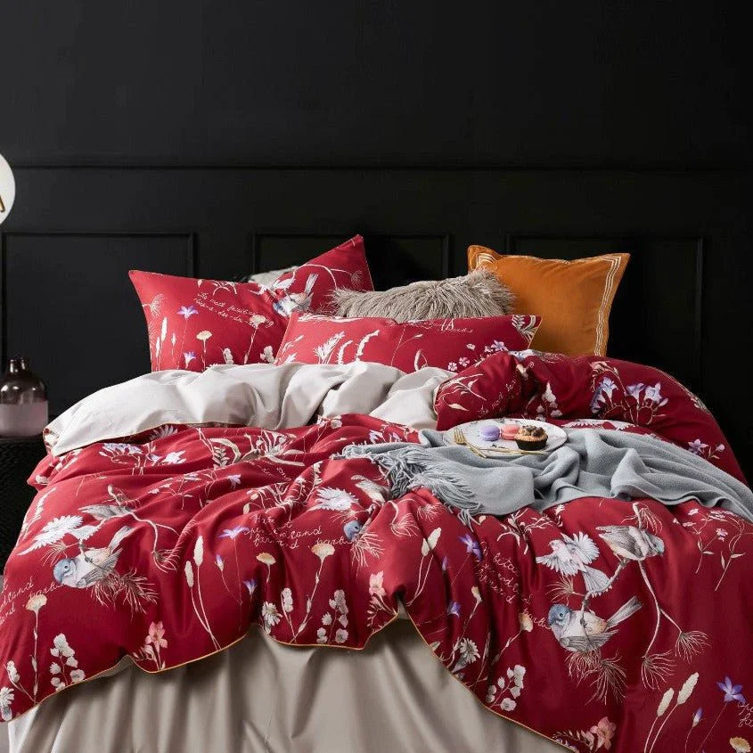 Original Red Singing Bird Bedding Set World-Class