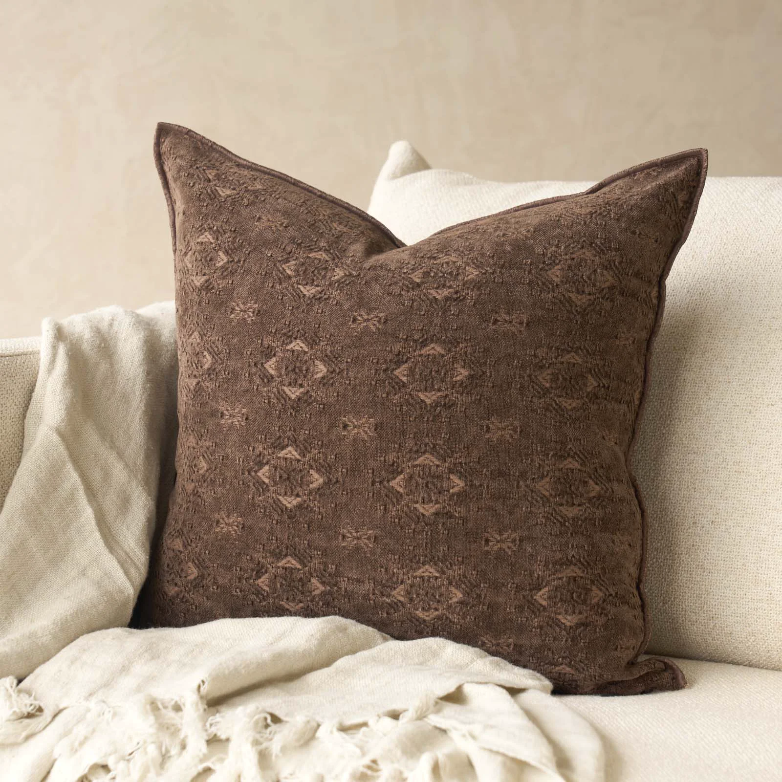 Contemporary Jacquard Cushion Stone Washed Kilim - Arabica 50 x 50cm Carefully Designed
