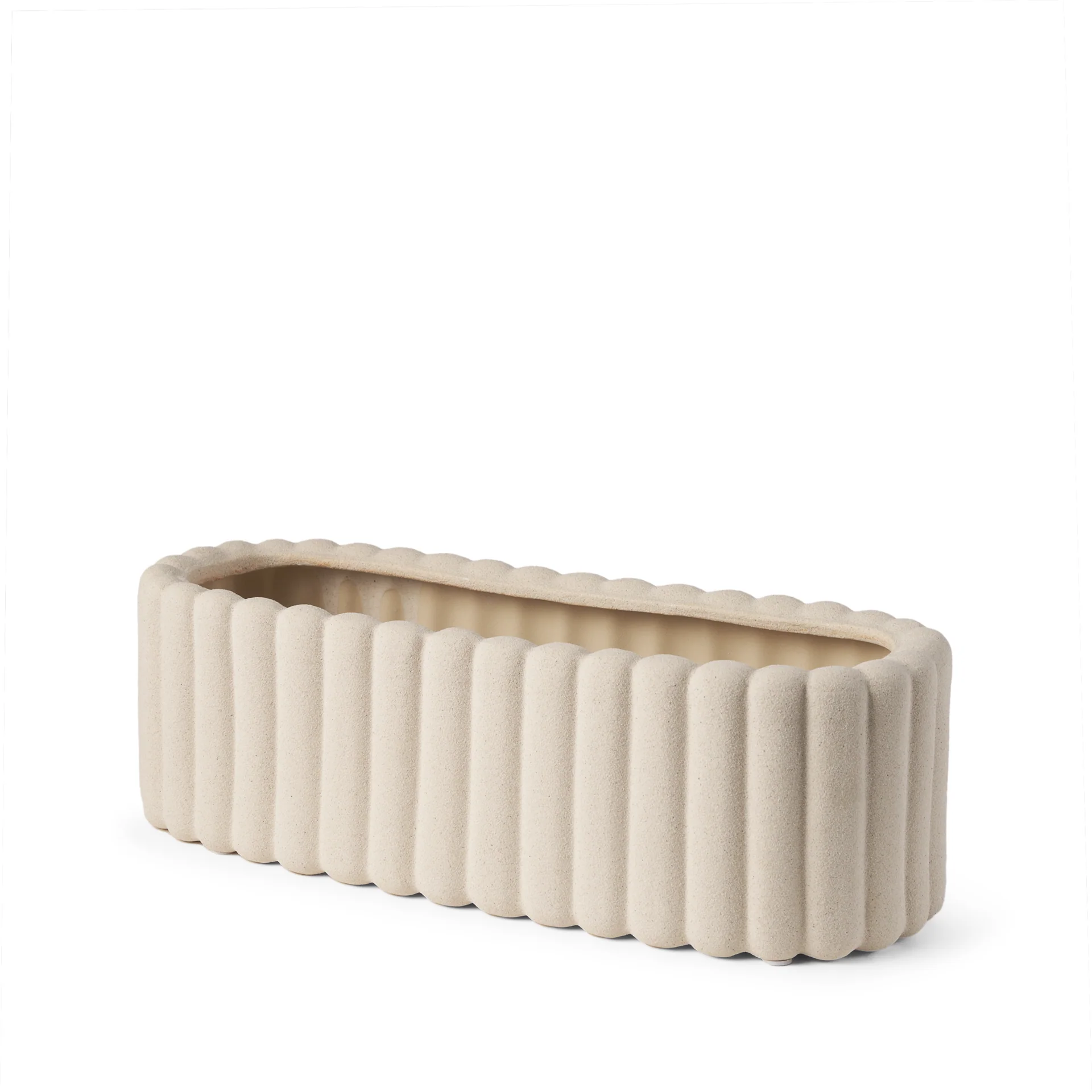 Healthy Mira Wide Textured Blush Beige Fluted Ceramic Vase Stylish