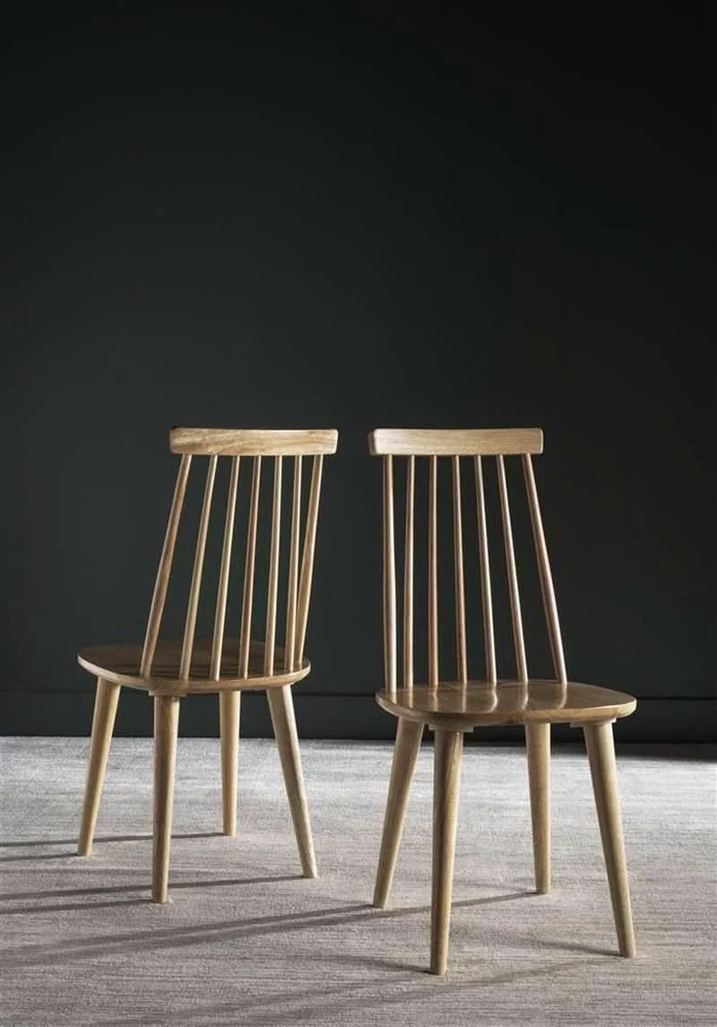 Secure Wood Farmhouse Spindle Dining Chair Natural Finish Set Of 2 Refined