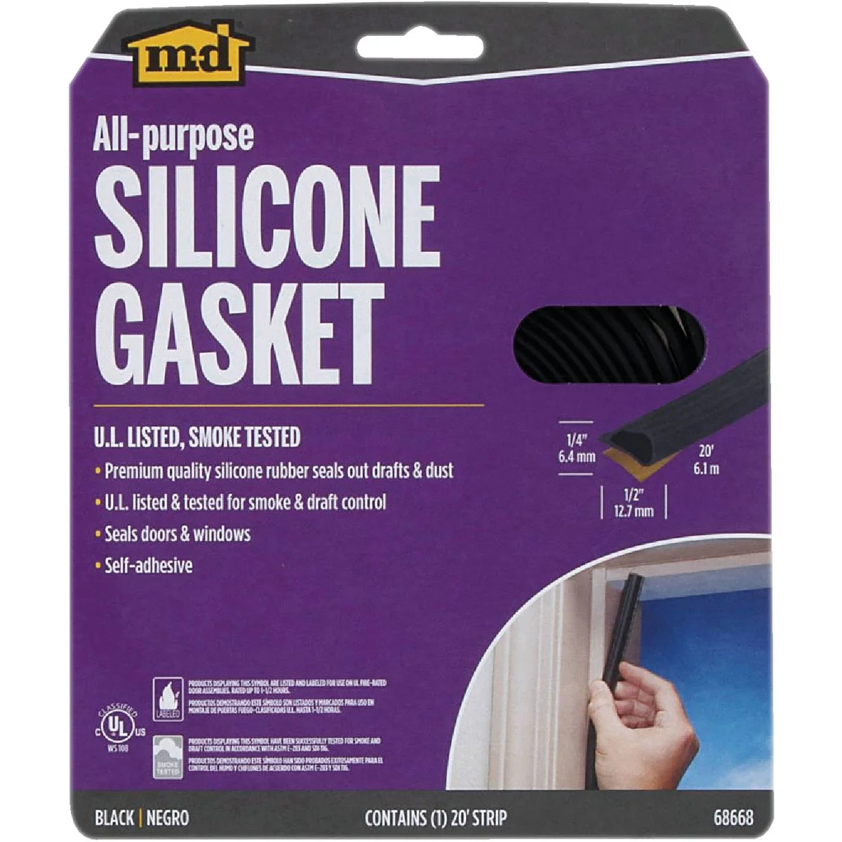 Original Design M-D 1 4 In. x 1 2 In. x 20 Ft. Black All Purpose Silicone Gasket High-Performance