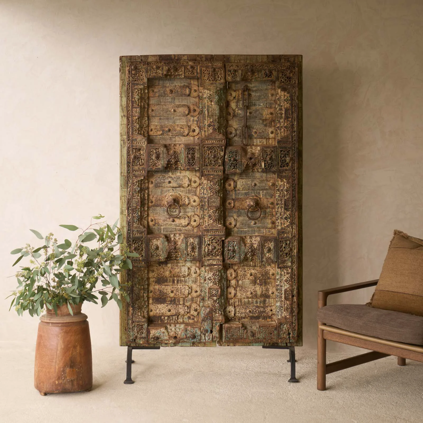 Versatile Vintage Teak Carved Door Traditional