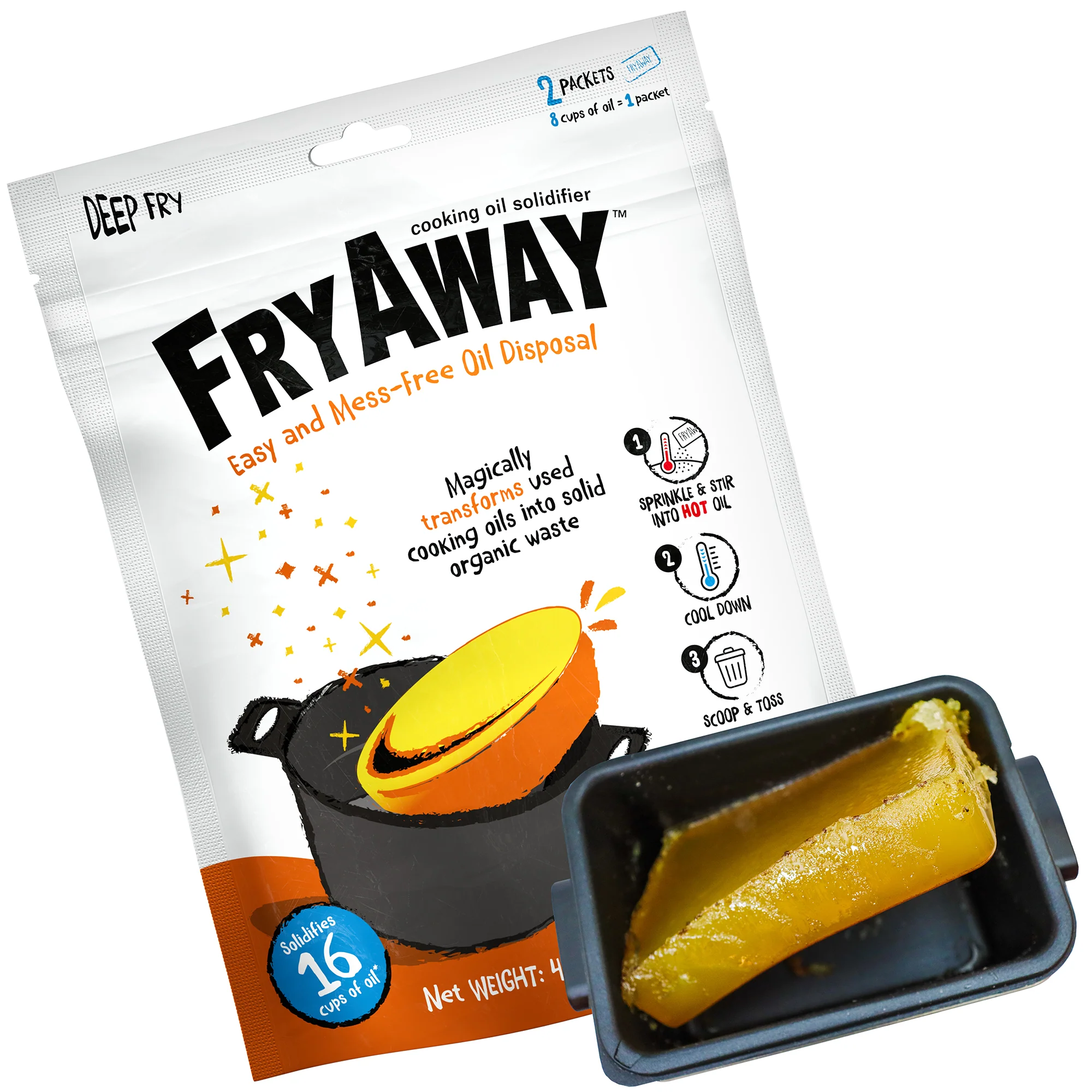 World-Class FryAway Deep Fry Used Cooking Oil Solidifier Powder Practical