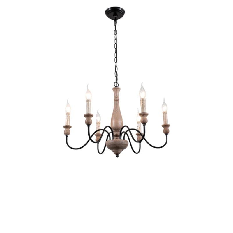 Solid Rustic Farmhouse Candlestick Chandelier Authentic
