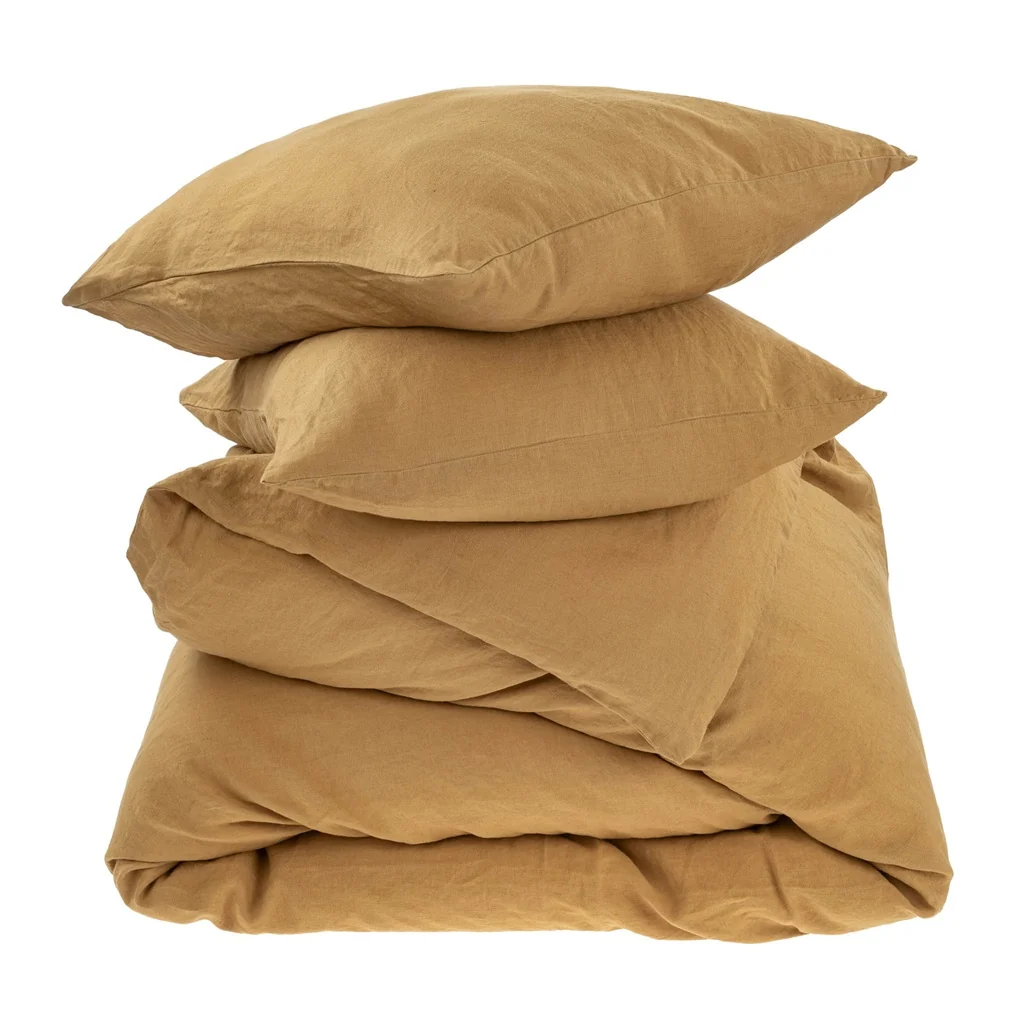 Trendy Reverie Linen Queen Duvet Set Curry Durable