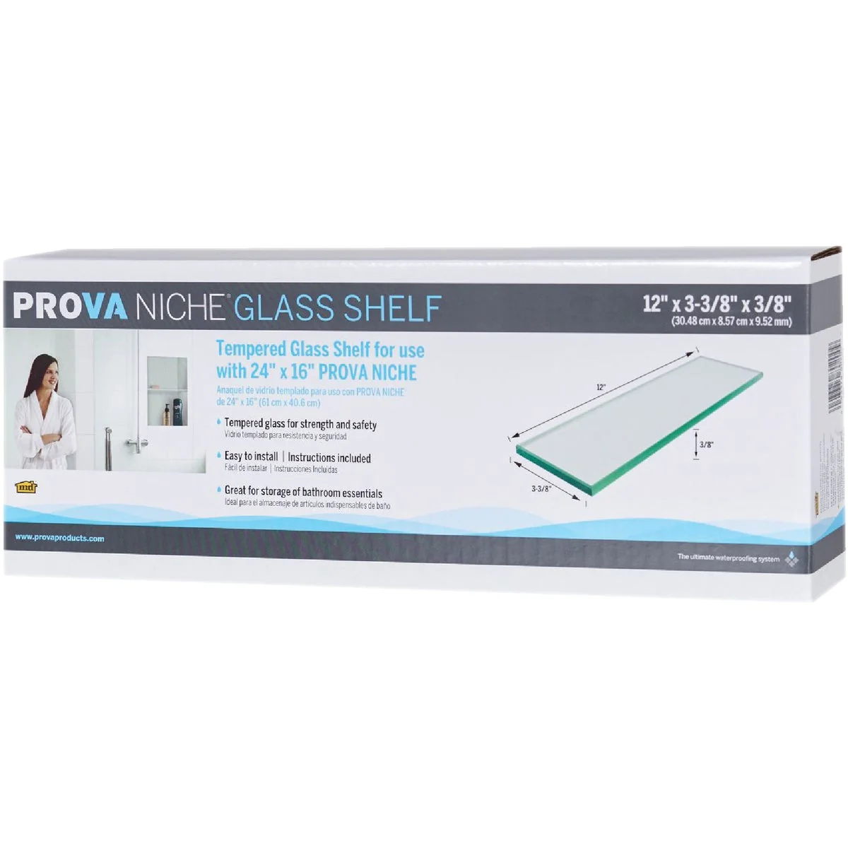 Contemporary Prova Niche Glass Shower Shelf Environmentally Friendly
