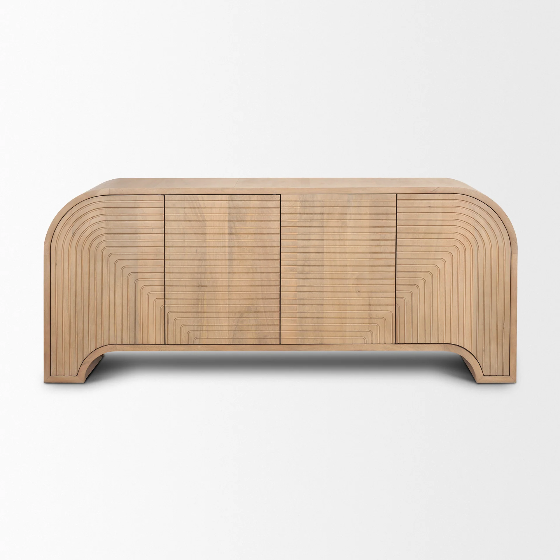 Expertly Made Sorina Reverse Fluted Light Brown Wood Sideboard Lightweight