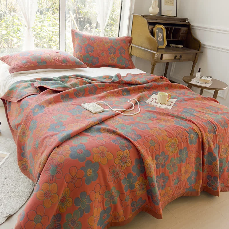 Dependable Splendid Flower Jacquard Cotton Reversible Quilt Trusted