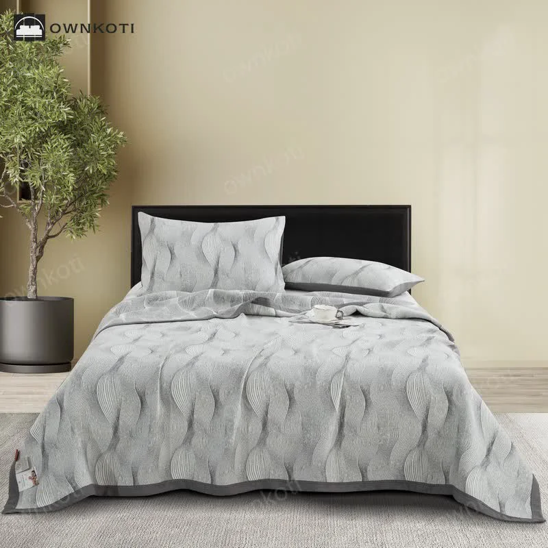 Quality Cotton Gauze Modern Curved Pattern Quilt Proven