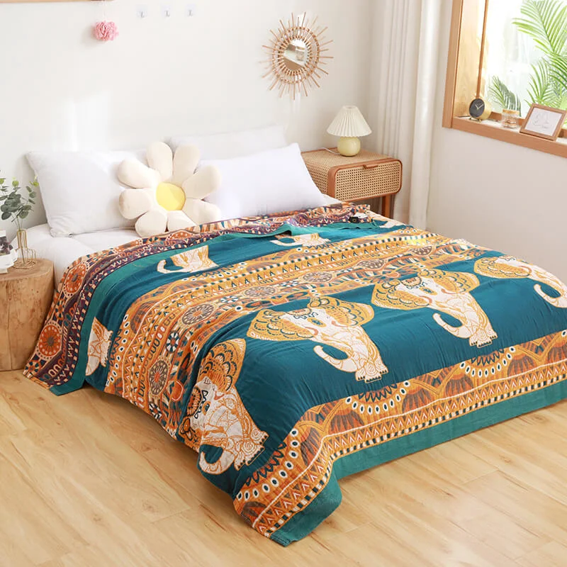 Natural Ownkoti Elephant Cotton Summer Reversible Design Quilt Trusted