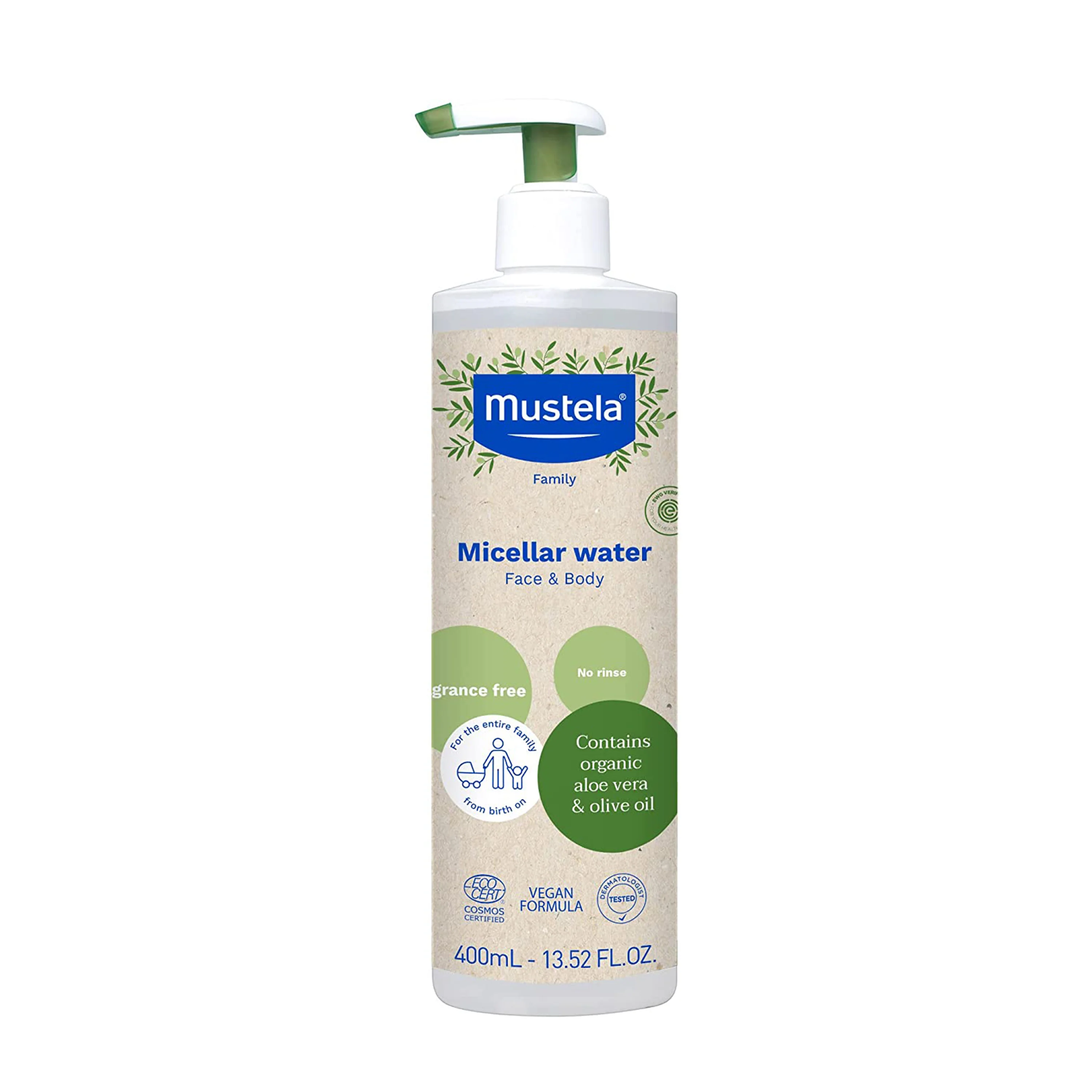 Natural Mustela Organic Micellar Water with Olive Oil and Aloe Effective
