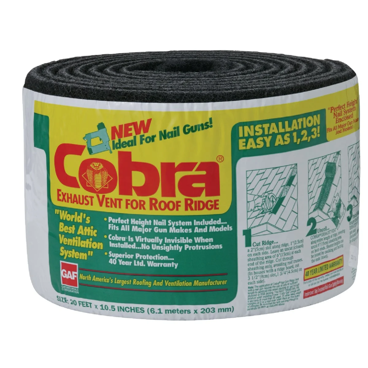Prestigious Cobra 20 Ft. Gun-Nailed Rolled Ridge Vent Casual
