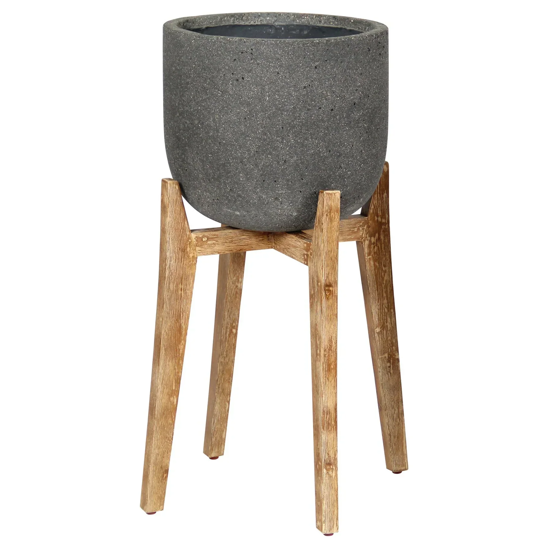 Natural Patio Large Round Standing Pot - Grey Stone Clean