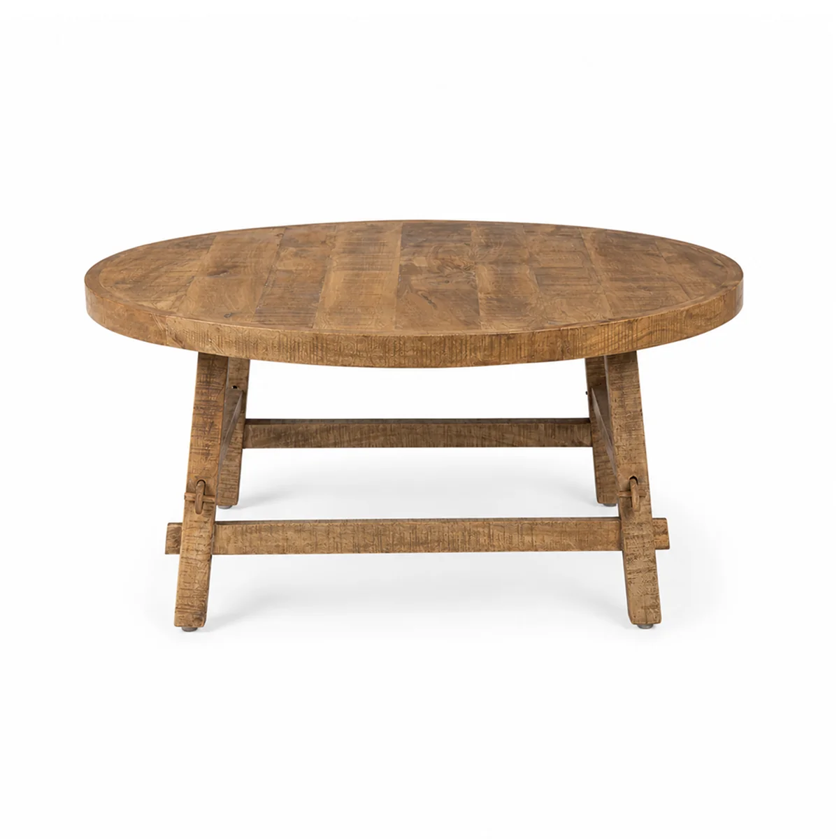 Natural Rosie Round Medium Brown Wood Coffee Table Innovative
