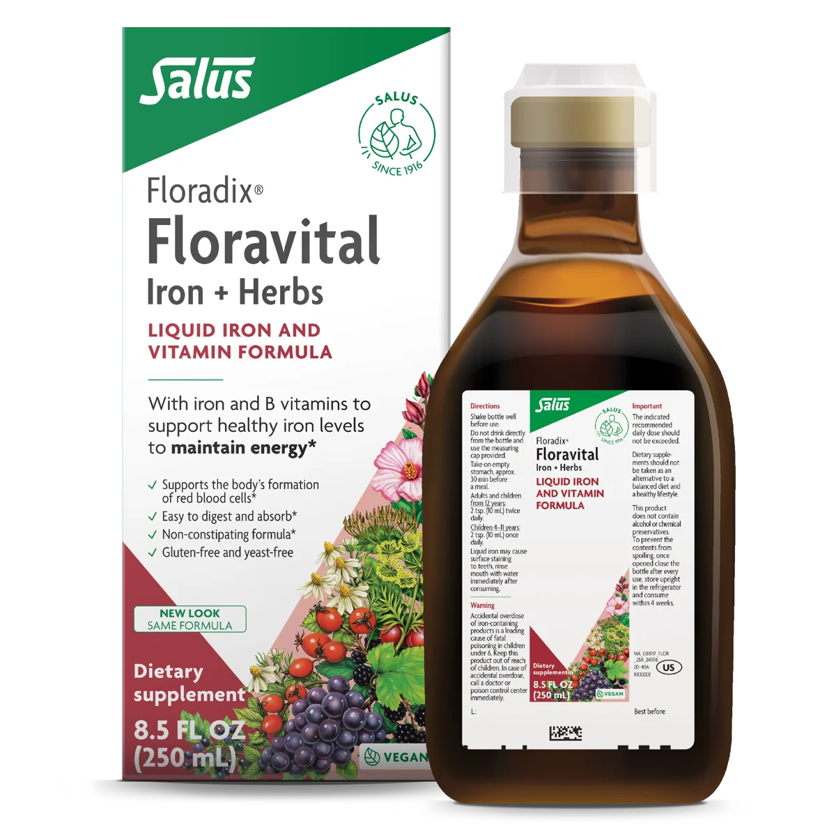 Green Floradix Floravital® Iron Herbs Yeast- Convenient