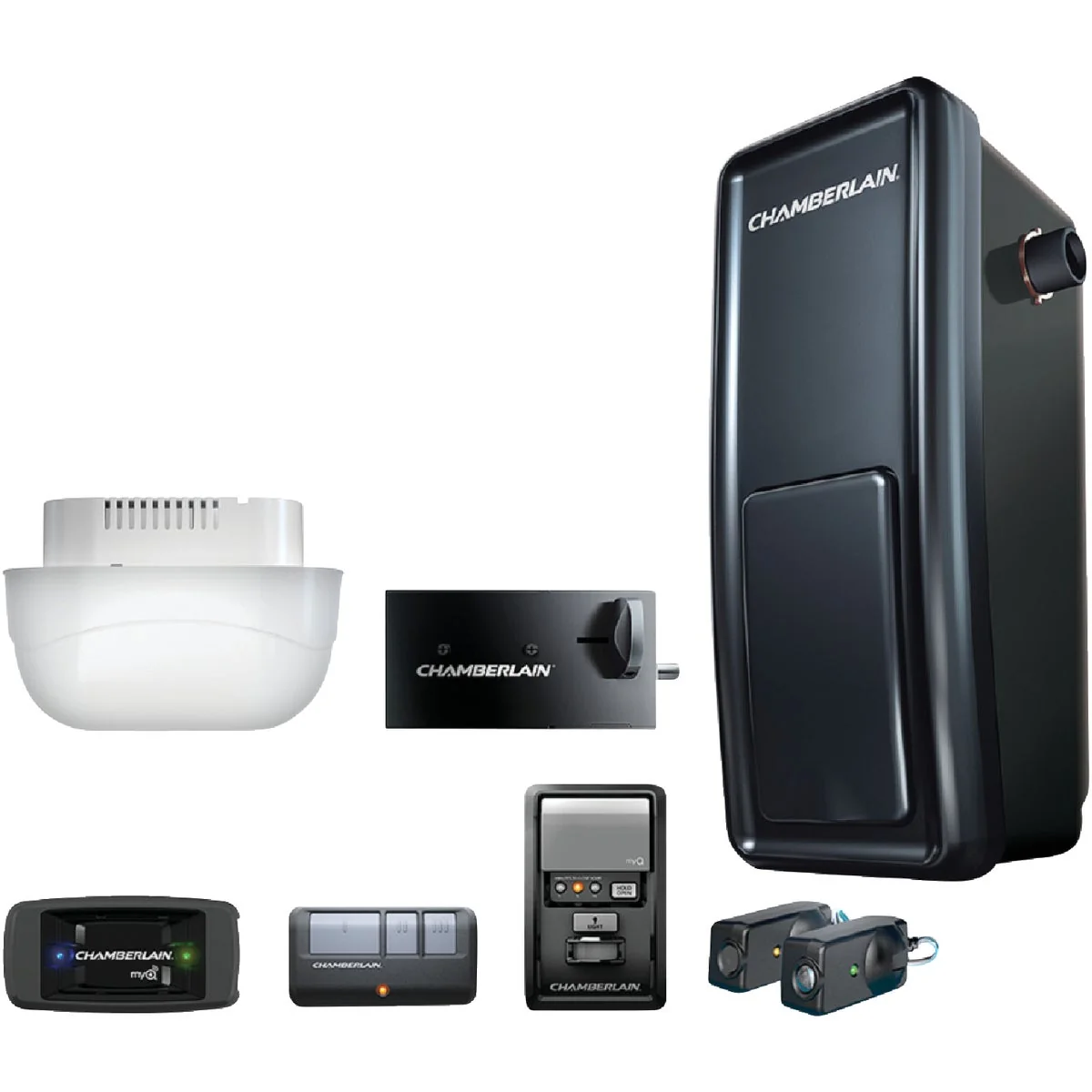 Versatile Chamberlain Wall Mounted Smartphone Controlled Ultra-Quiet Direct Drive Garage Door Opener Powerful