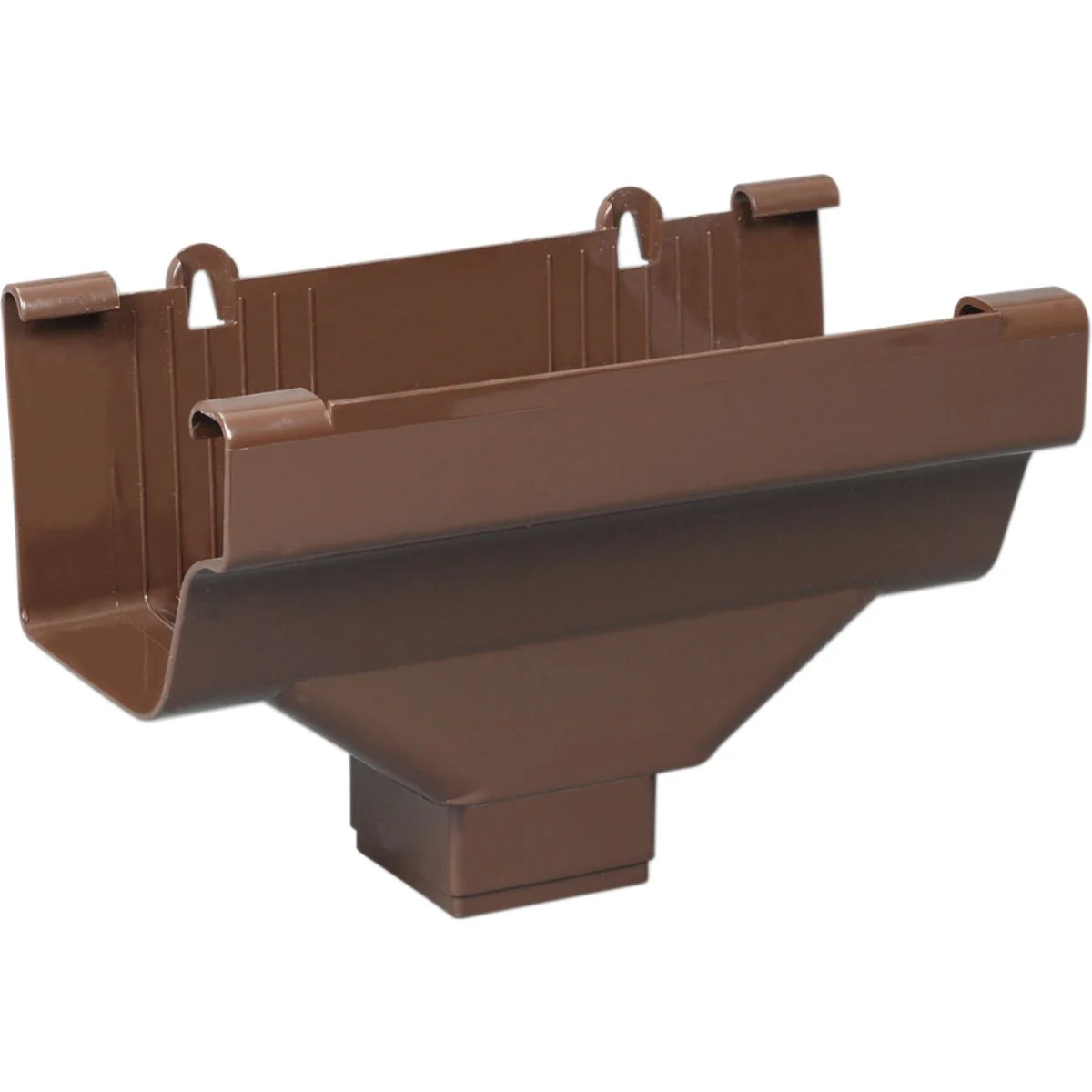Original Design Amerimax 5 In. End with 2 In. x 3 In. Drop Outlet for Brown Vinyl Traditional K-Style Gutter Easy-to-Use