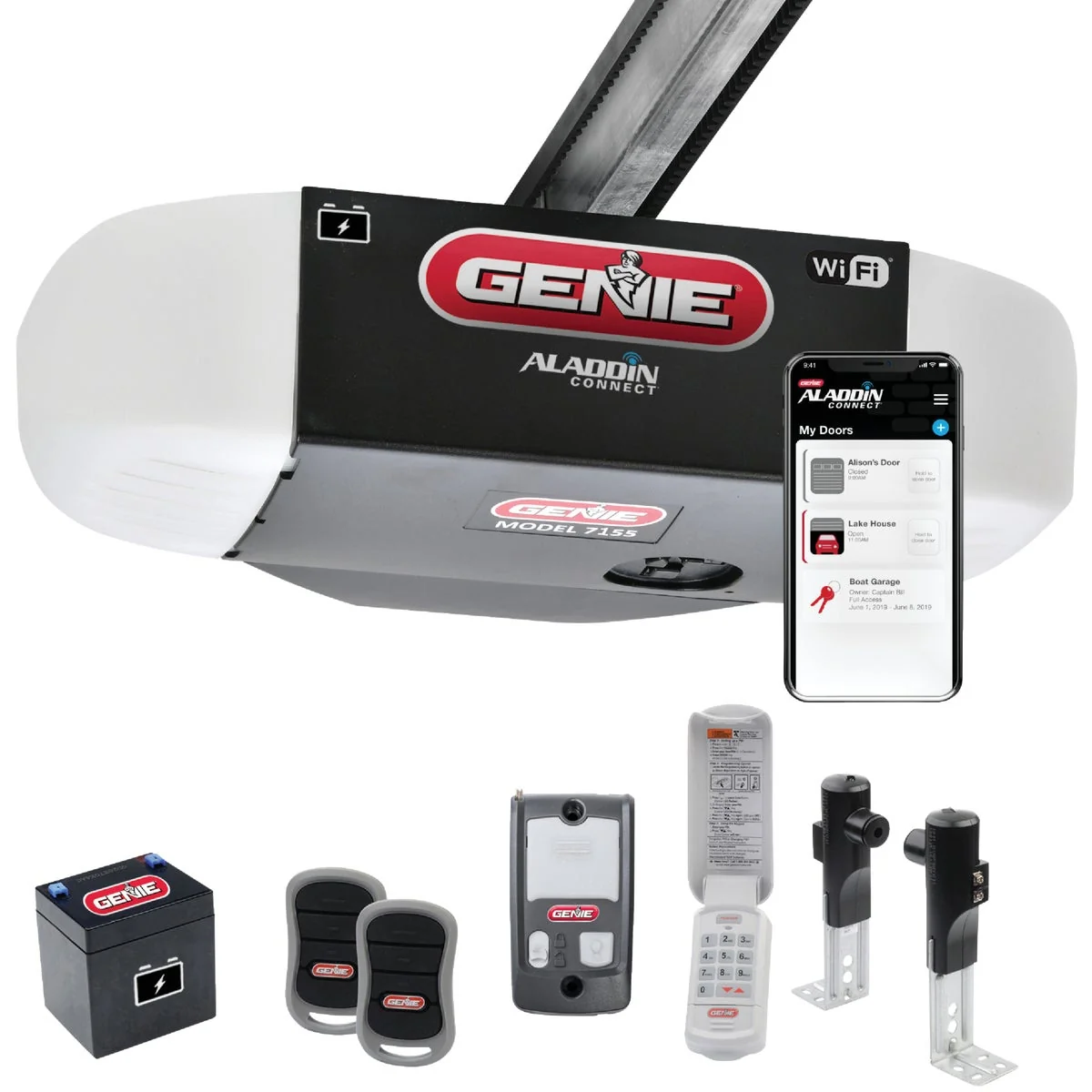 Fashionable Genie StealthDrive 7155 Connect Smartphone-Controlled Belt Drive Garage Door Opener Smooth