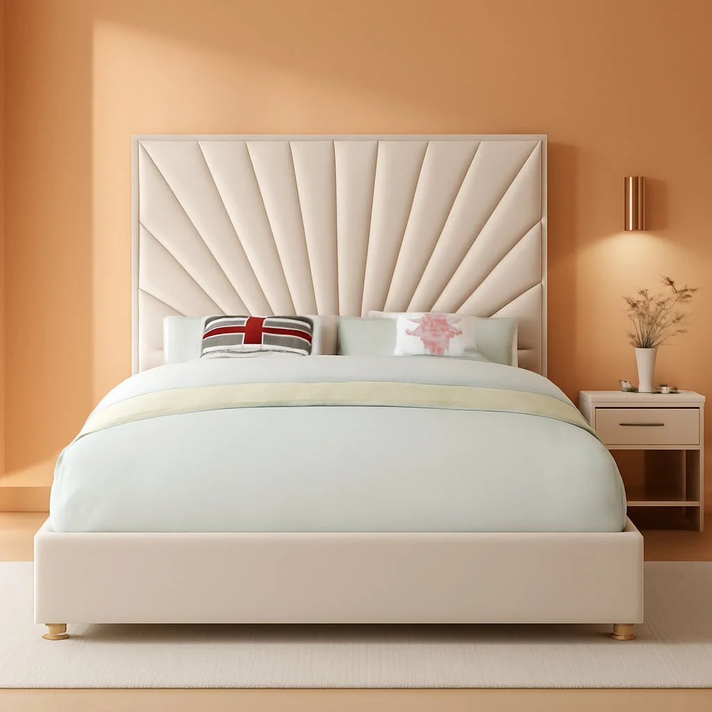 Reusable Cream Velvet Queen Platform Bed Upholstered Tufted Verified
