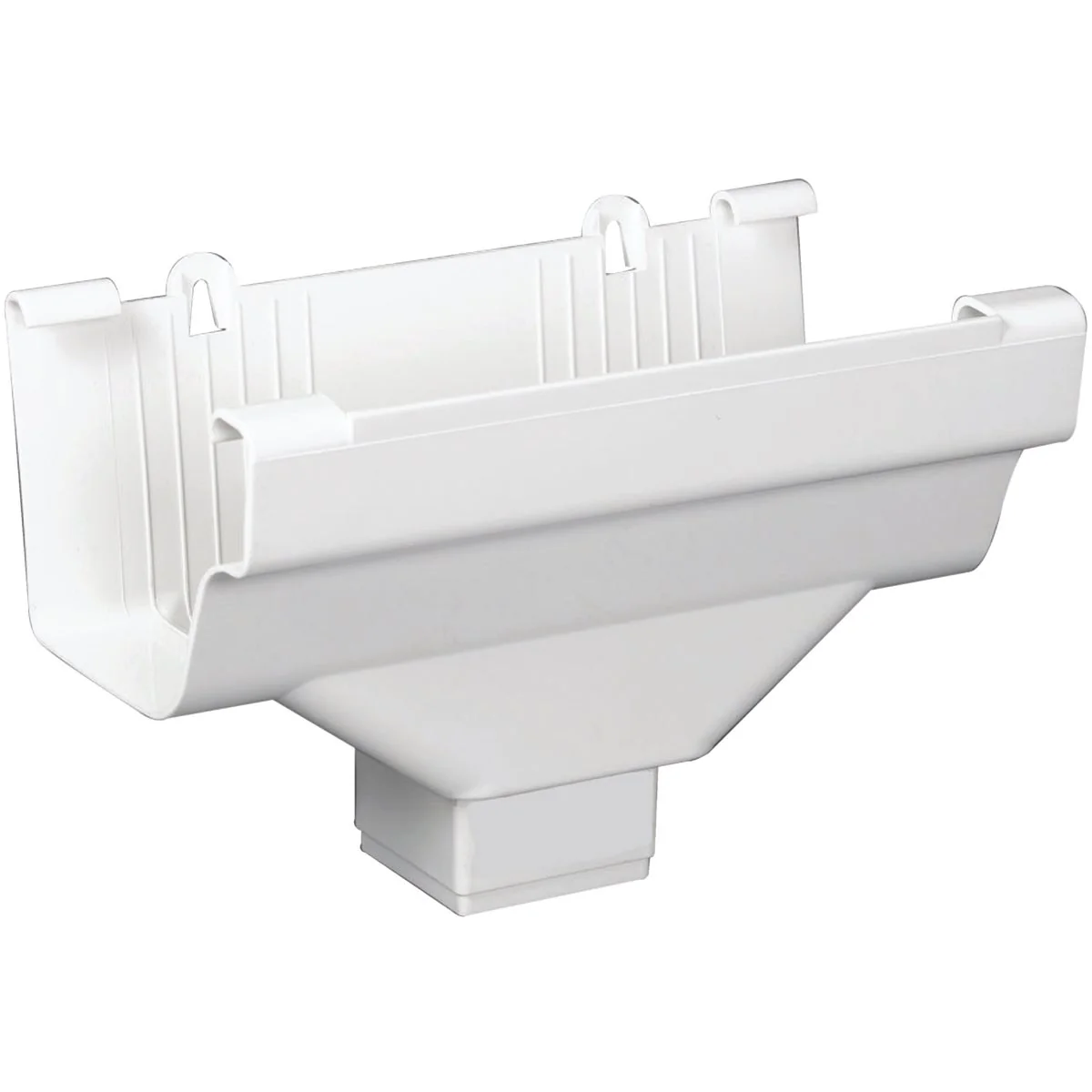 Convenient Amerimax 5 In. End with 2 In. x 3 In. Drop Outlet for White Vinyl Traditional K-Style Gutter Top-Quality