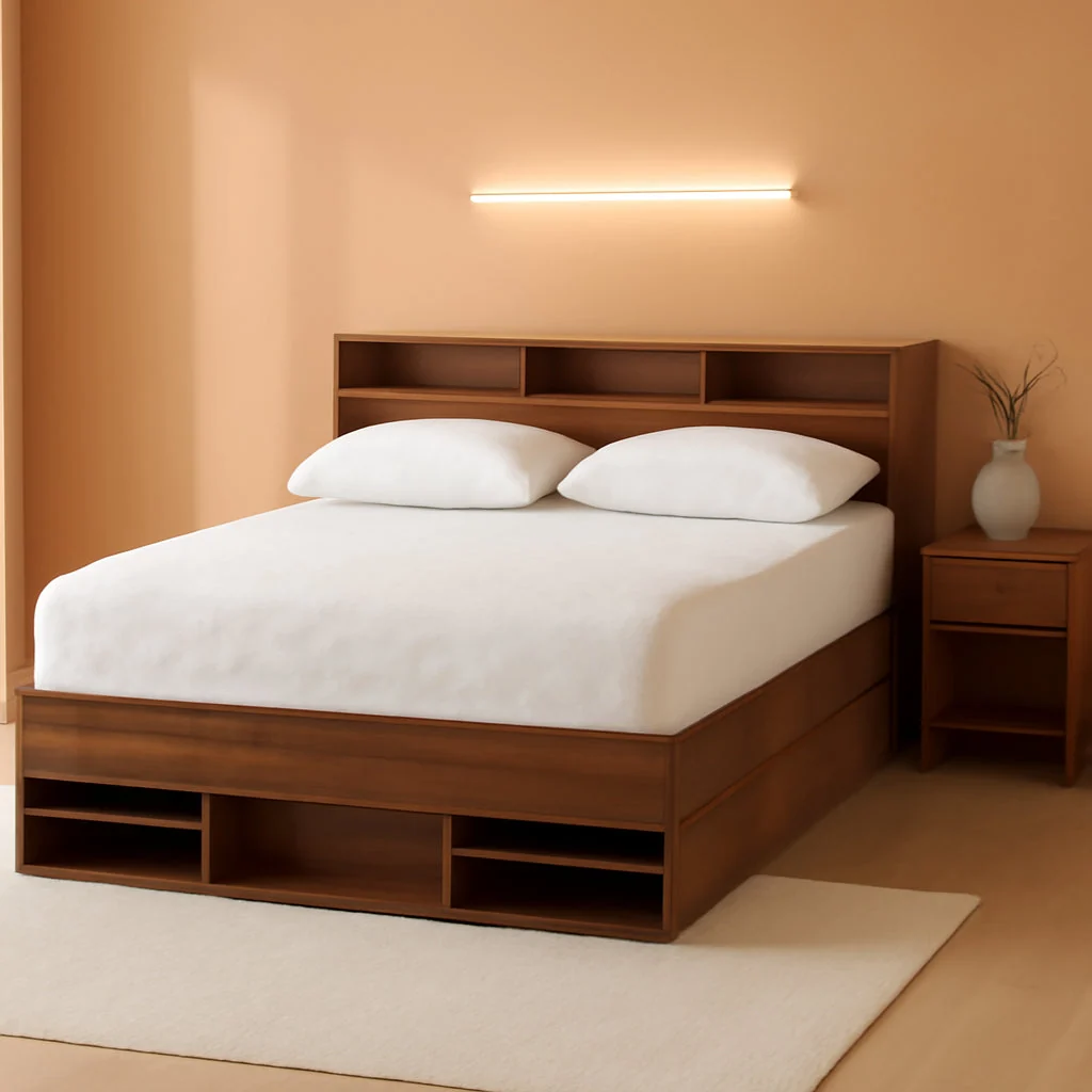 Specialty Queen Contemporary Platform Bed Dark Brown Storage Traditional