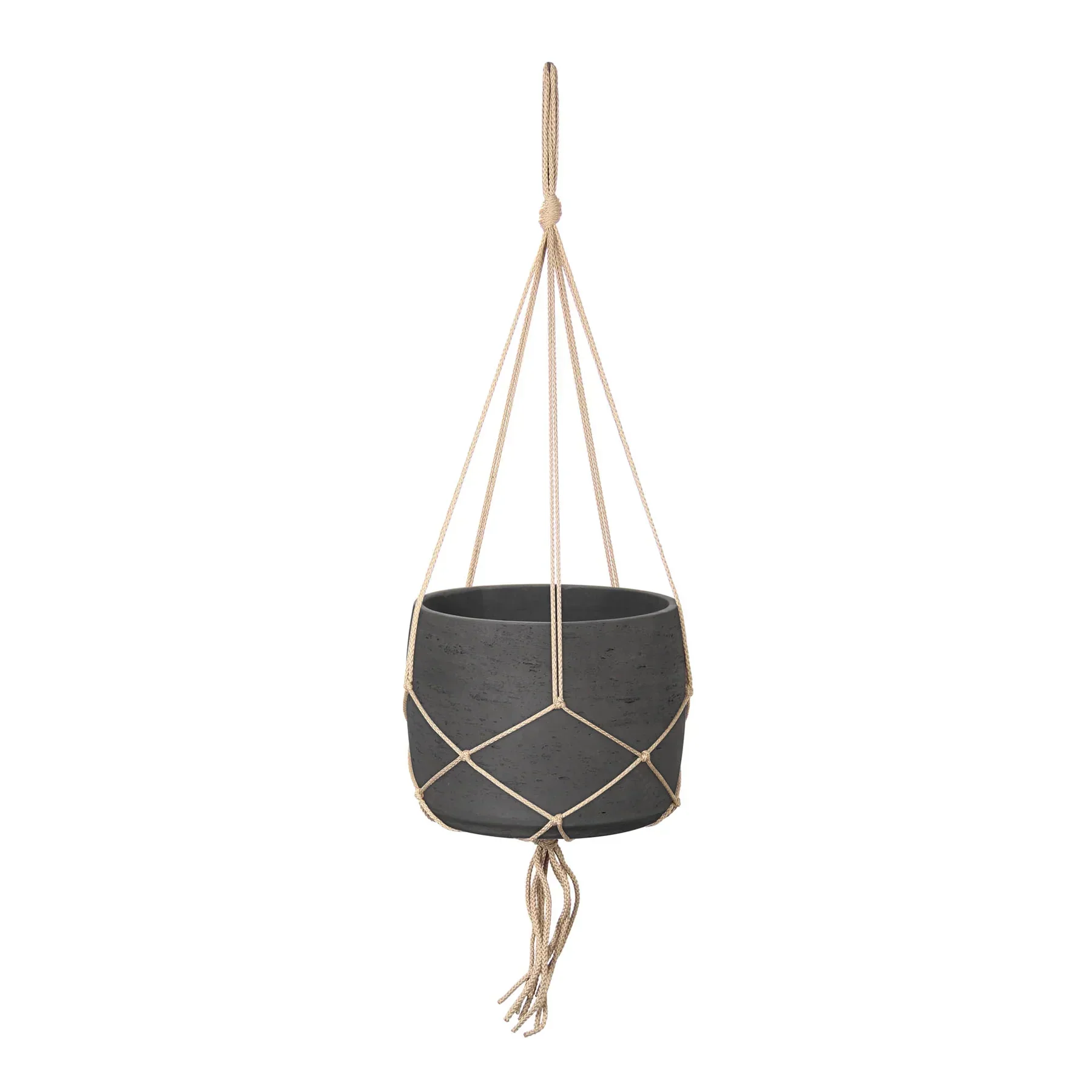 Fast Craft Hanging Pot With Netting - Charcoal Grey Detailed