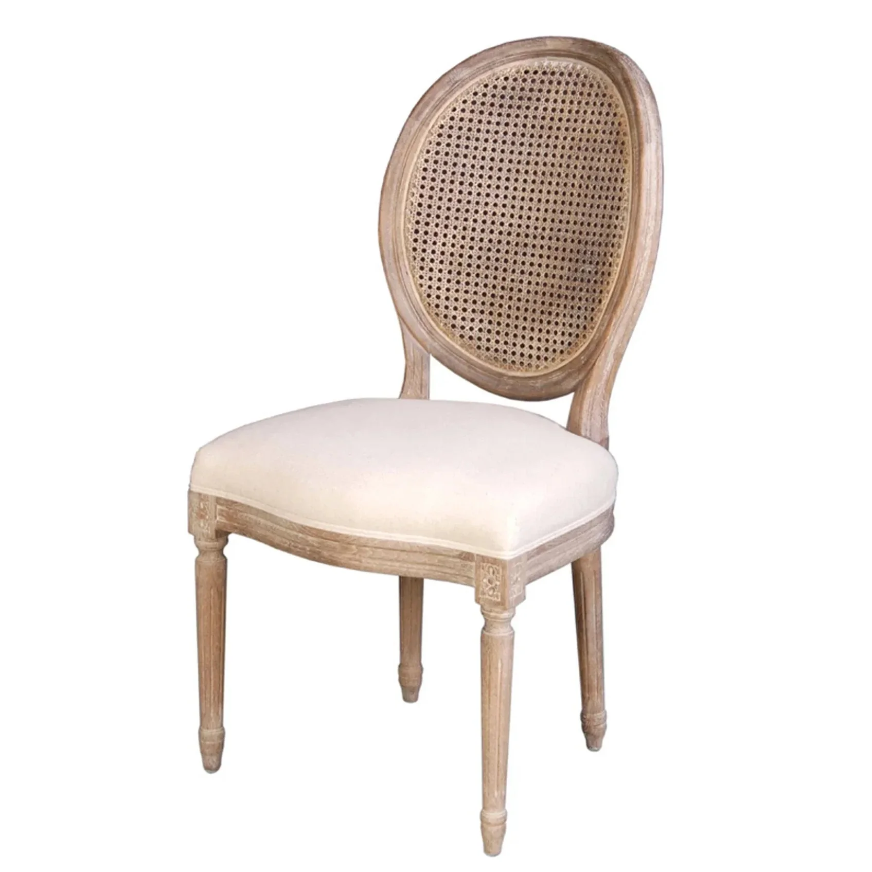 Soft Napoleon Dining Chair w Cane Back- Antique Linen Versatile