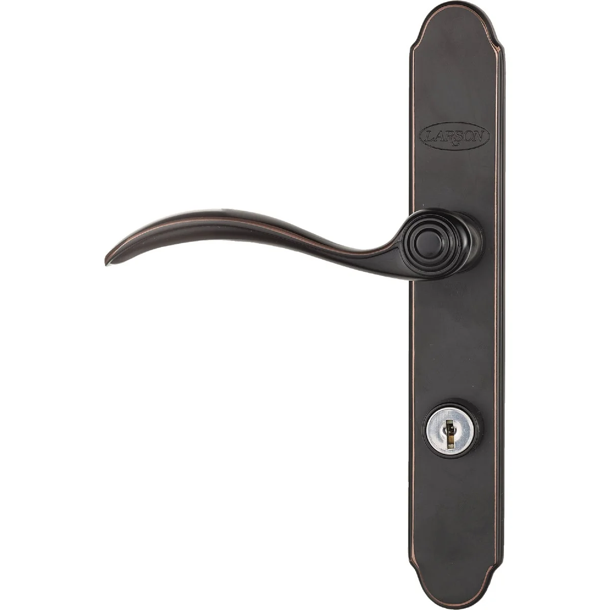 Smart Larson QuickFit Aged Bronze Die-Cast Metal Locking Storm Door Curved Leverset Sustainable