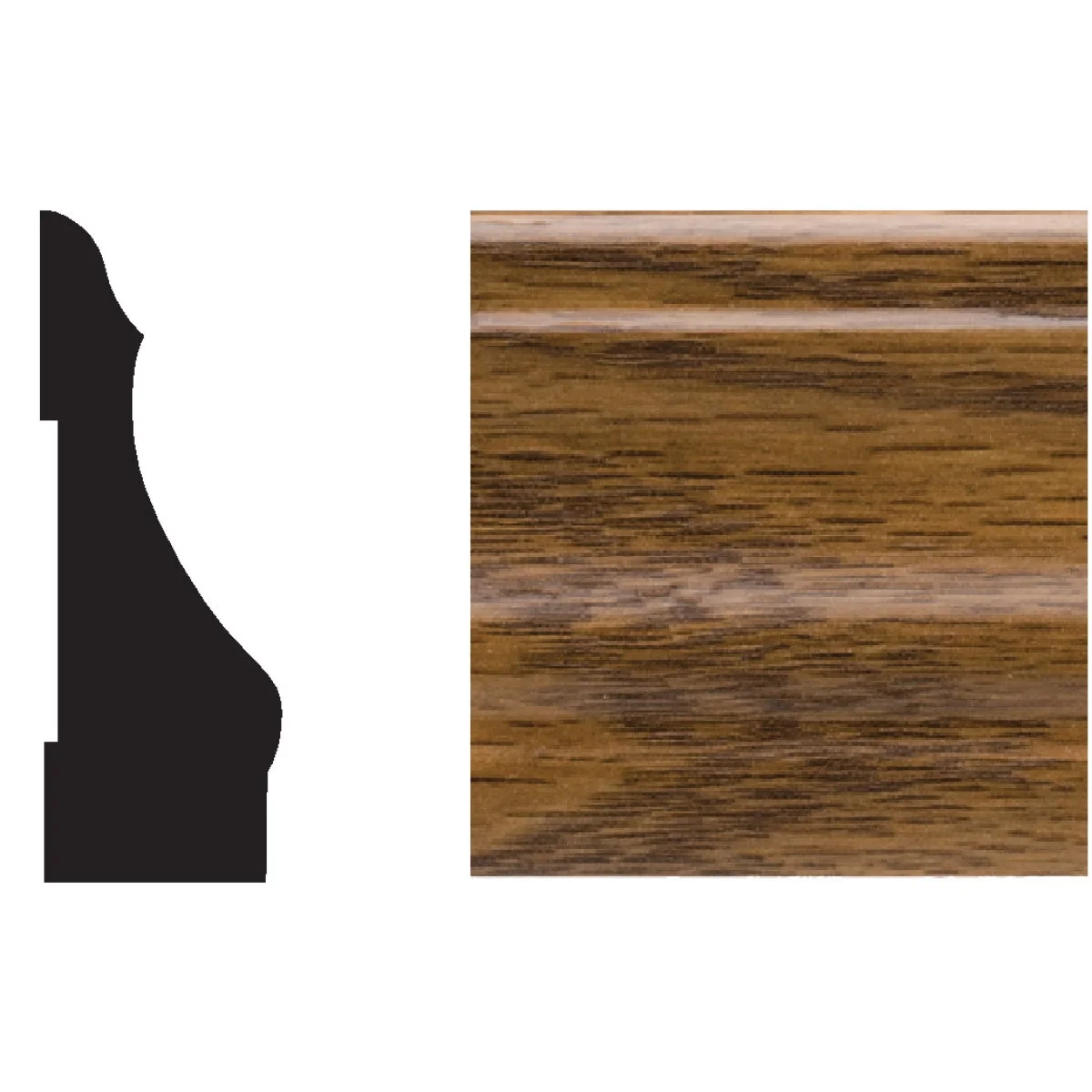 Easy-to-Use Royal 9 16 In. W. x 2-1 4 In. H. x 7 Ft. L. Highland Oak PVC Interior Colonial Casing Superior