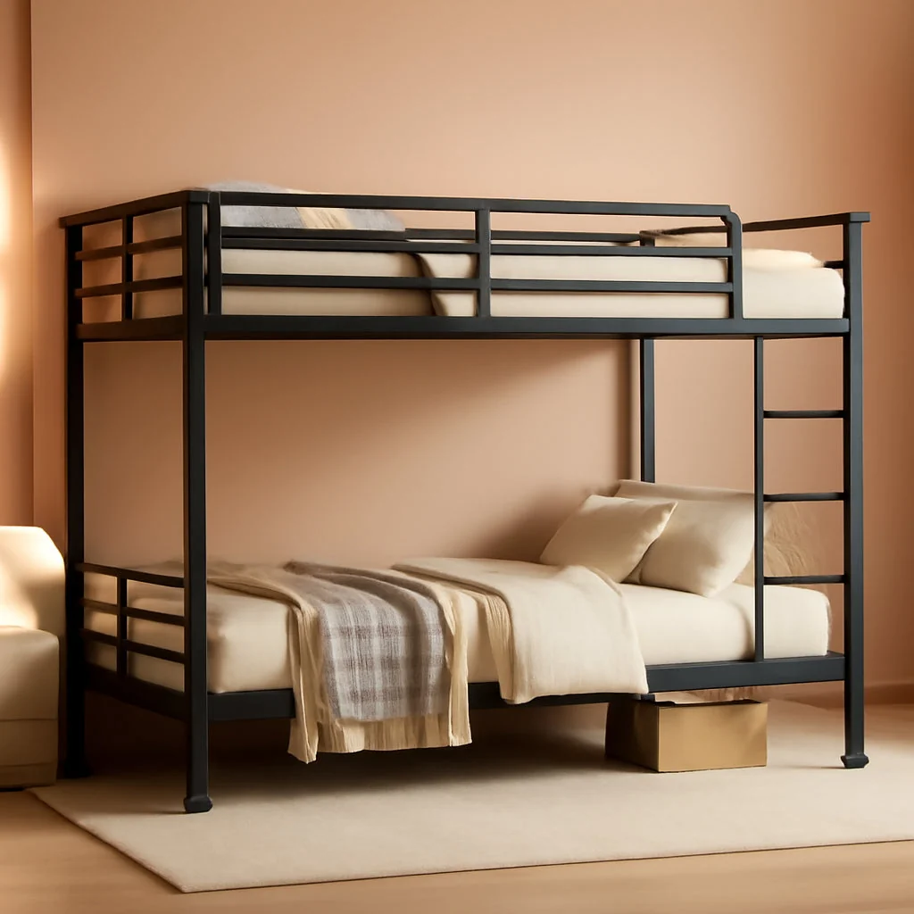 Green Twin XL Bunk Bed Frame Space Saving Sturdy Construction Effective