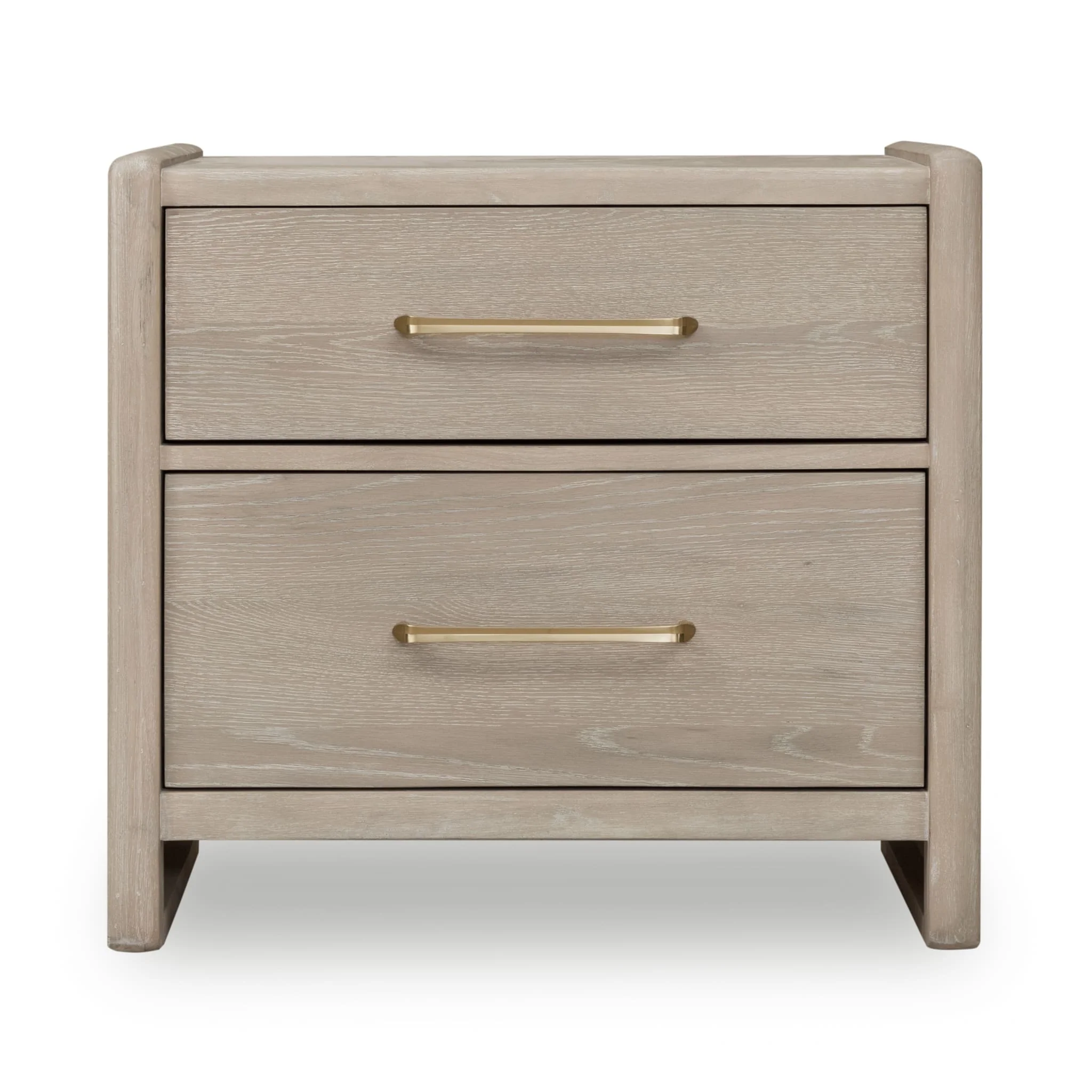 Healthy Bjorn 2 Drawer Oak Wood Nightstand in Chai Proven