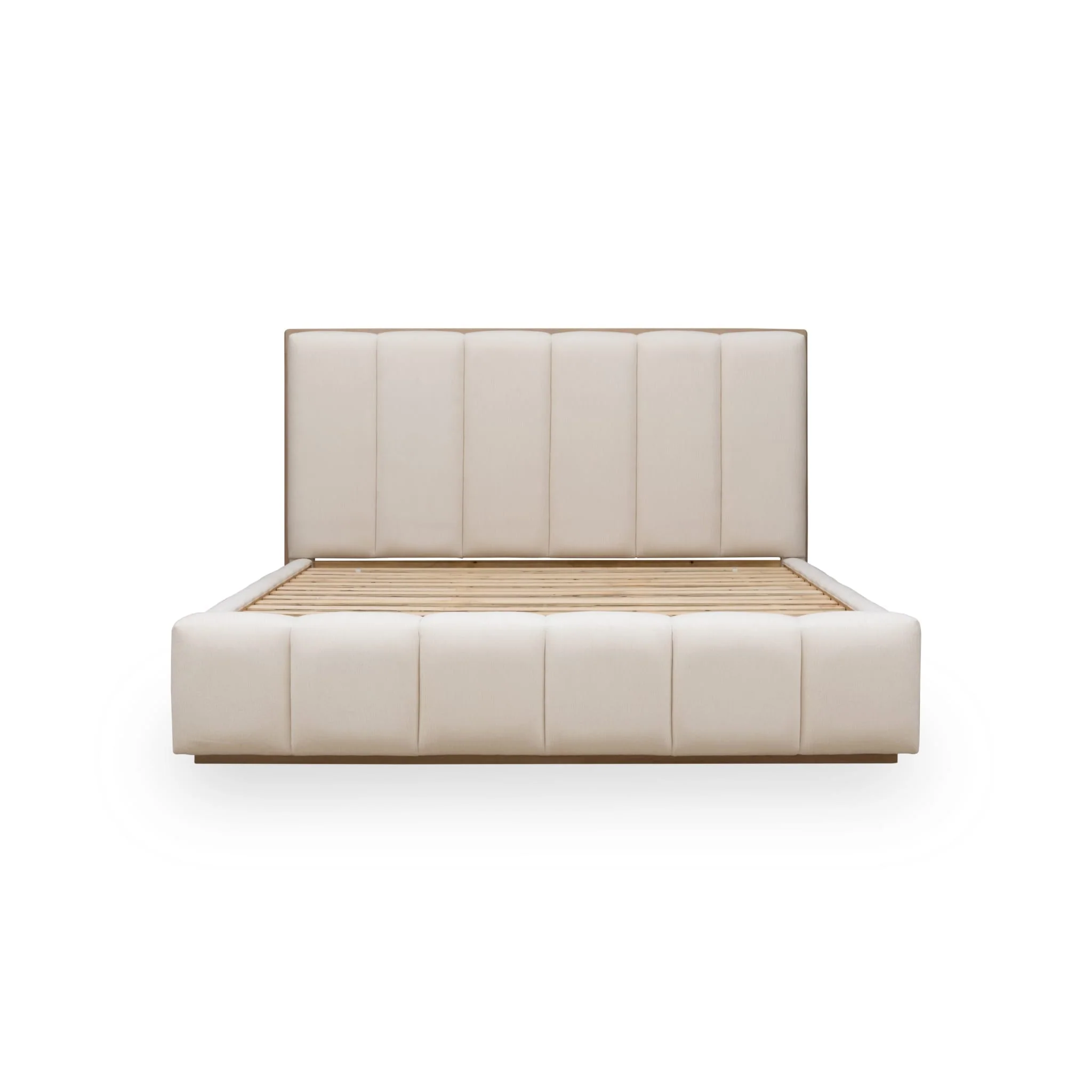Clean Bjorn Wood Frame Upholstered Platform Bed in Cotton and Chai Healthy