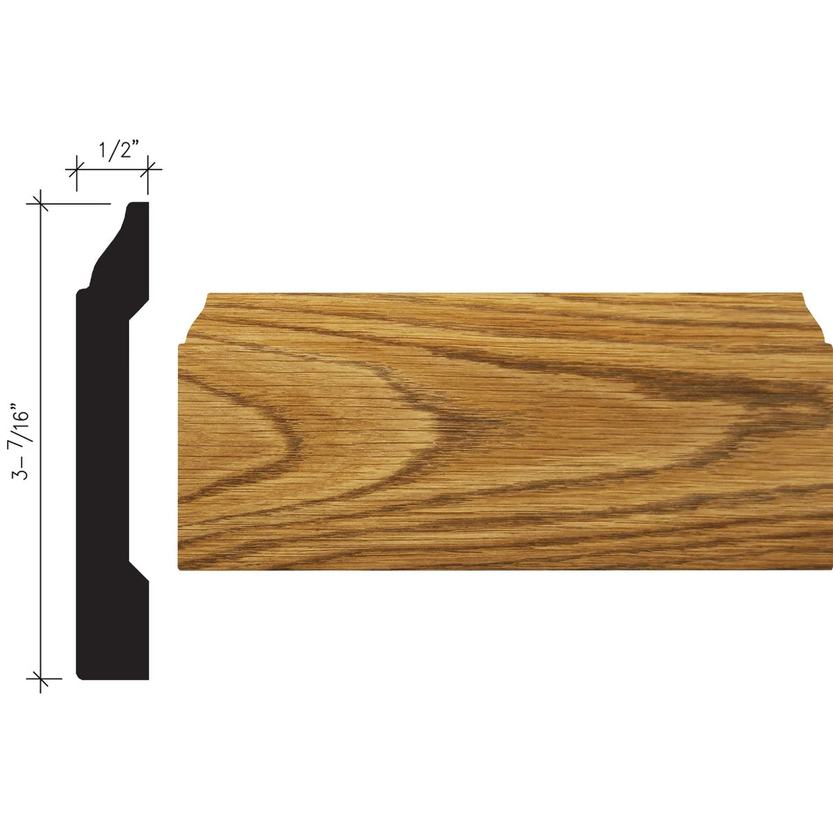 Fine Crafted Inteplast Building Products 1 2 In. W. x 3-7 16 In. H. x 8 Ft. L. Ultra Oak Polystyrene Colonial Base Molding Secure