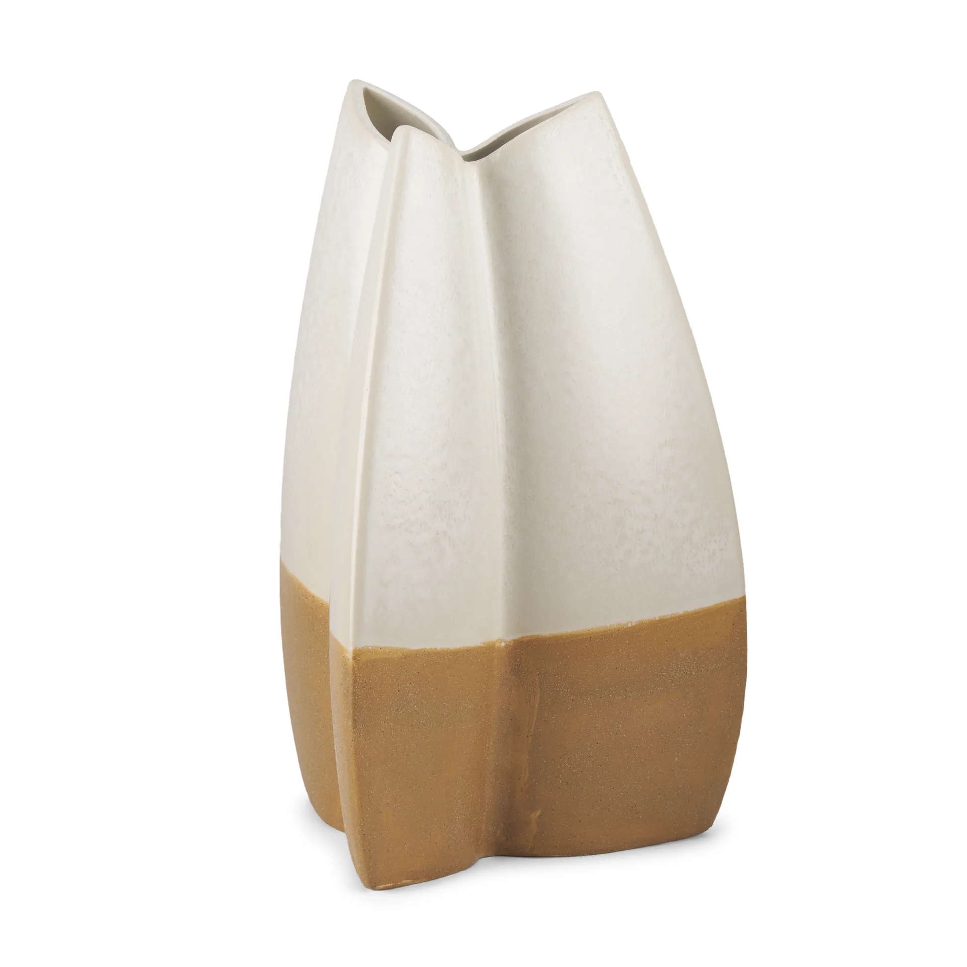 Fine Crafted Vania Large Off White w Tan Textured Ceramic Vase Convenient