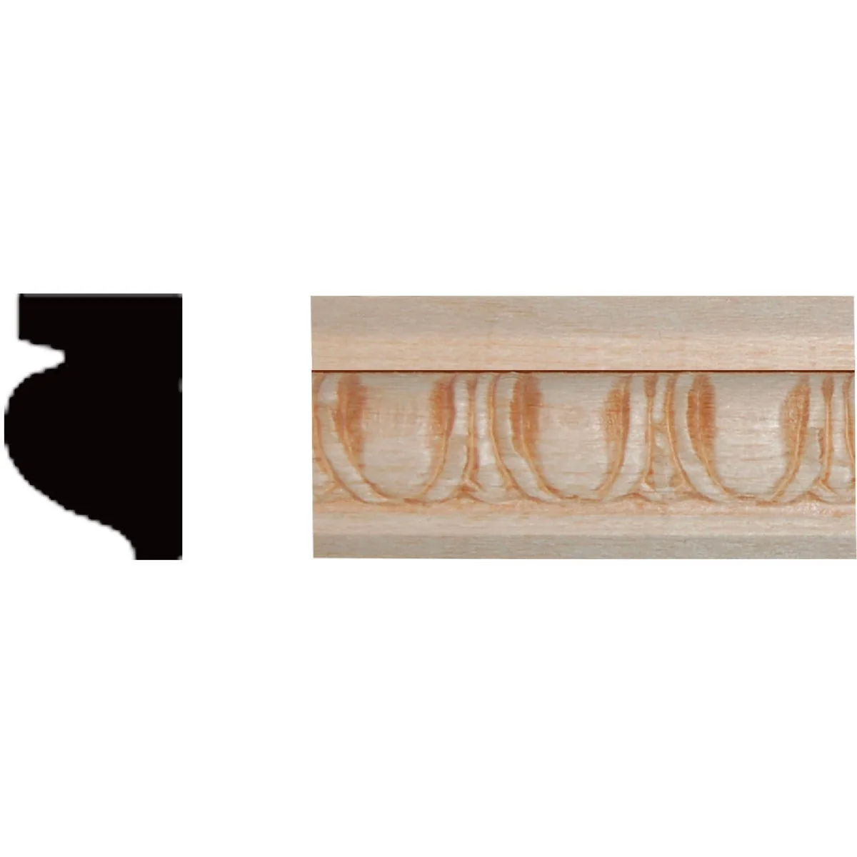 Unique House of Fara 15 32 In. x 21 32 In. x 8 Ft. Hardwood Embossed Decorative Egg Dart Detail Molding Natural