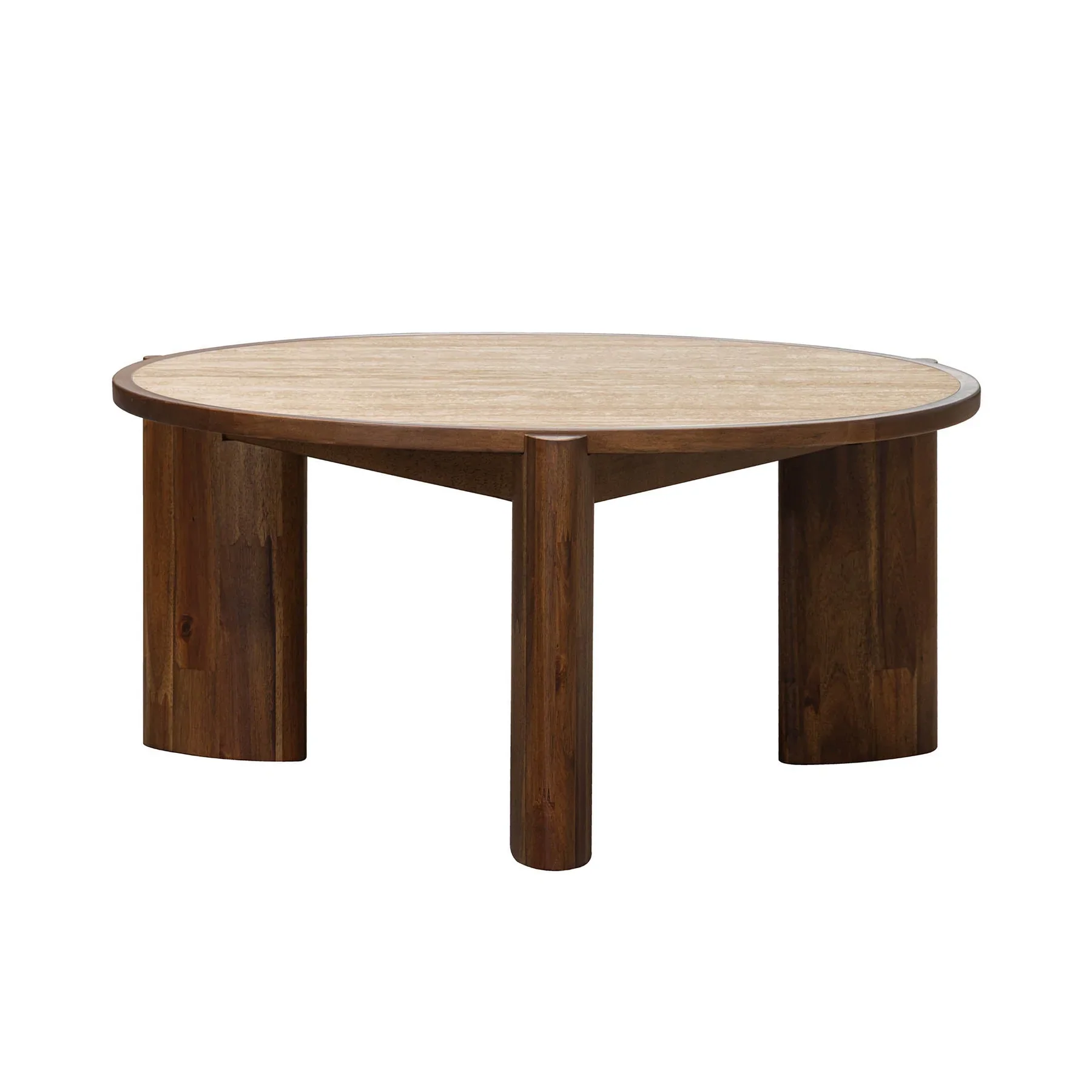 Natural Remix Round Coffee Table - Travertine First-Class
