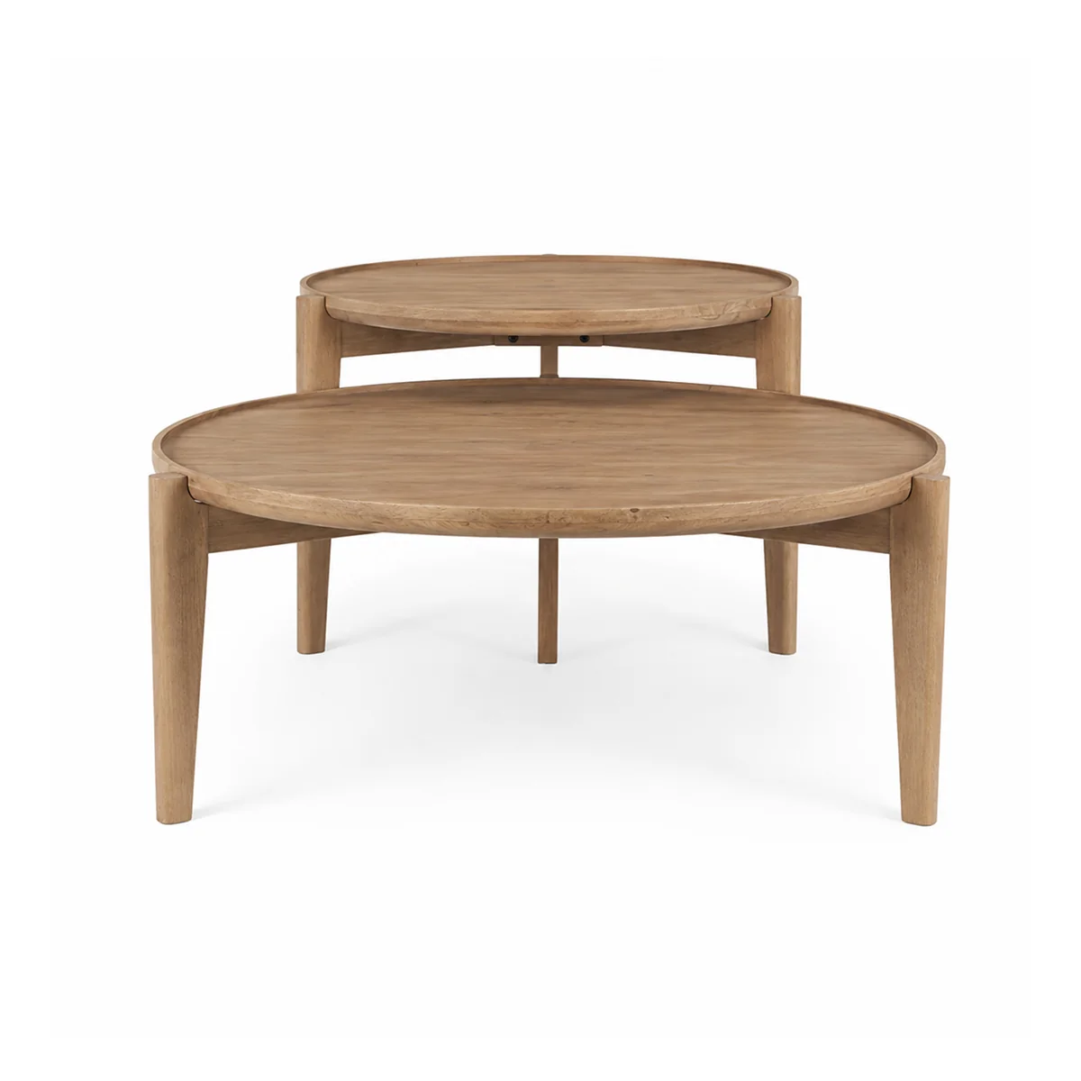 Selected Cleaver Set of 2 40 31 Round Brown Solid Wood Nesting Coffee Tables Secure