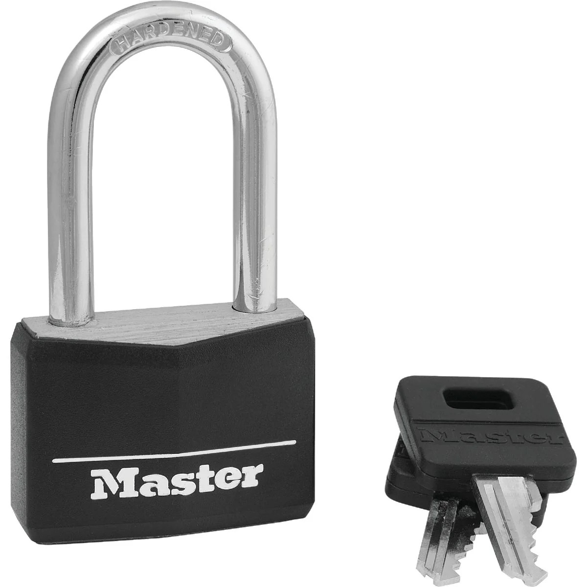 Master Lock 1-9 16 In. W. Covered Solid Body Padlock with 1-1 2 In. Shackle Outstanding