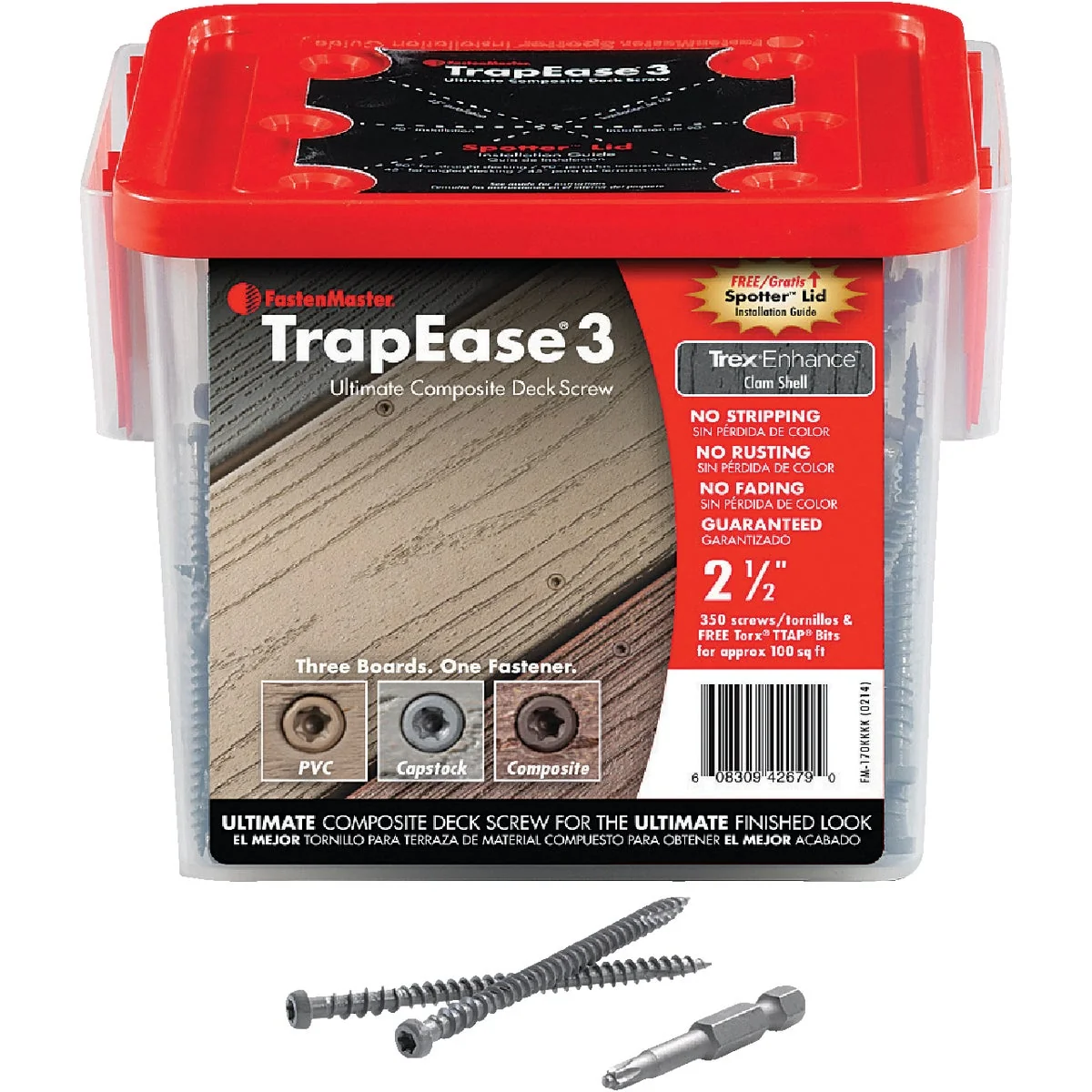Detailed Fastenmaster TrapEase 3 10 x 2-1 2 In. Brown Composite Deck Screw 350 Ct. Pail First-Class