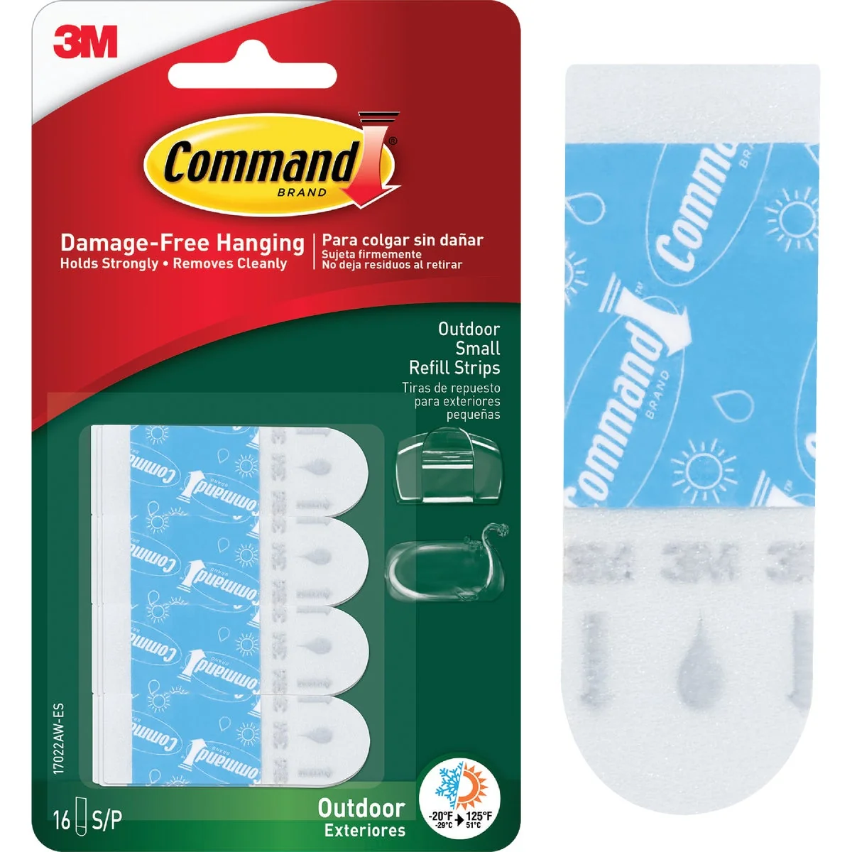 Original Command Outdoor Light Clips Small Foam Strips Refill 16 Count Convenient
