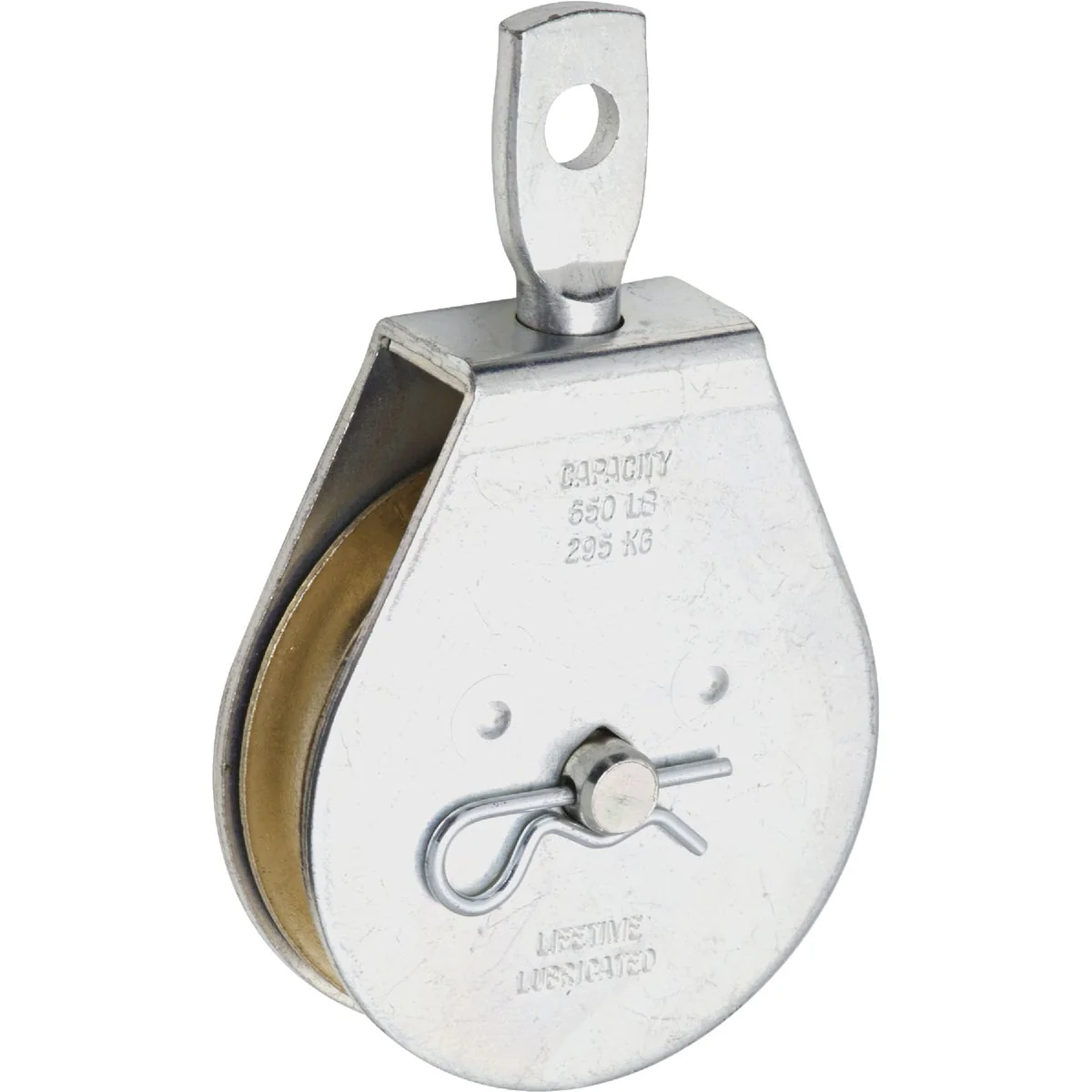 Genuine National 3 In. O.D. Single Swivel Eye Steel Rope Pulley Safe